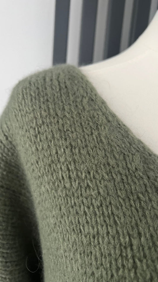 Sage green Mohair mix V-Neck Jumper