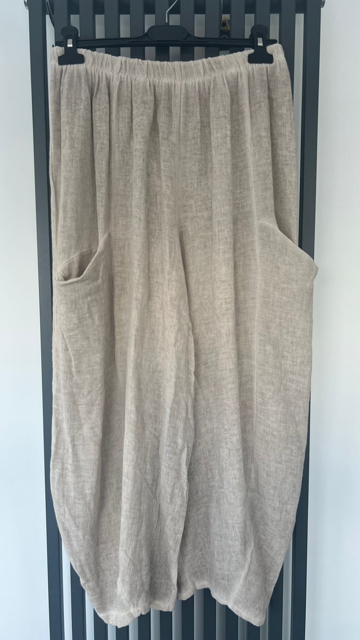 Baggy linen trousers - grey, beige, khaki