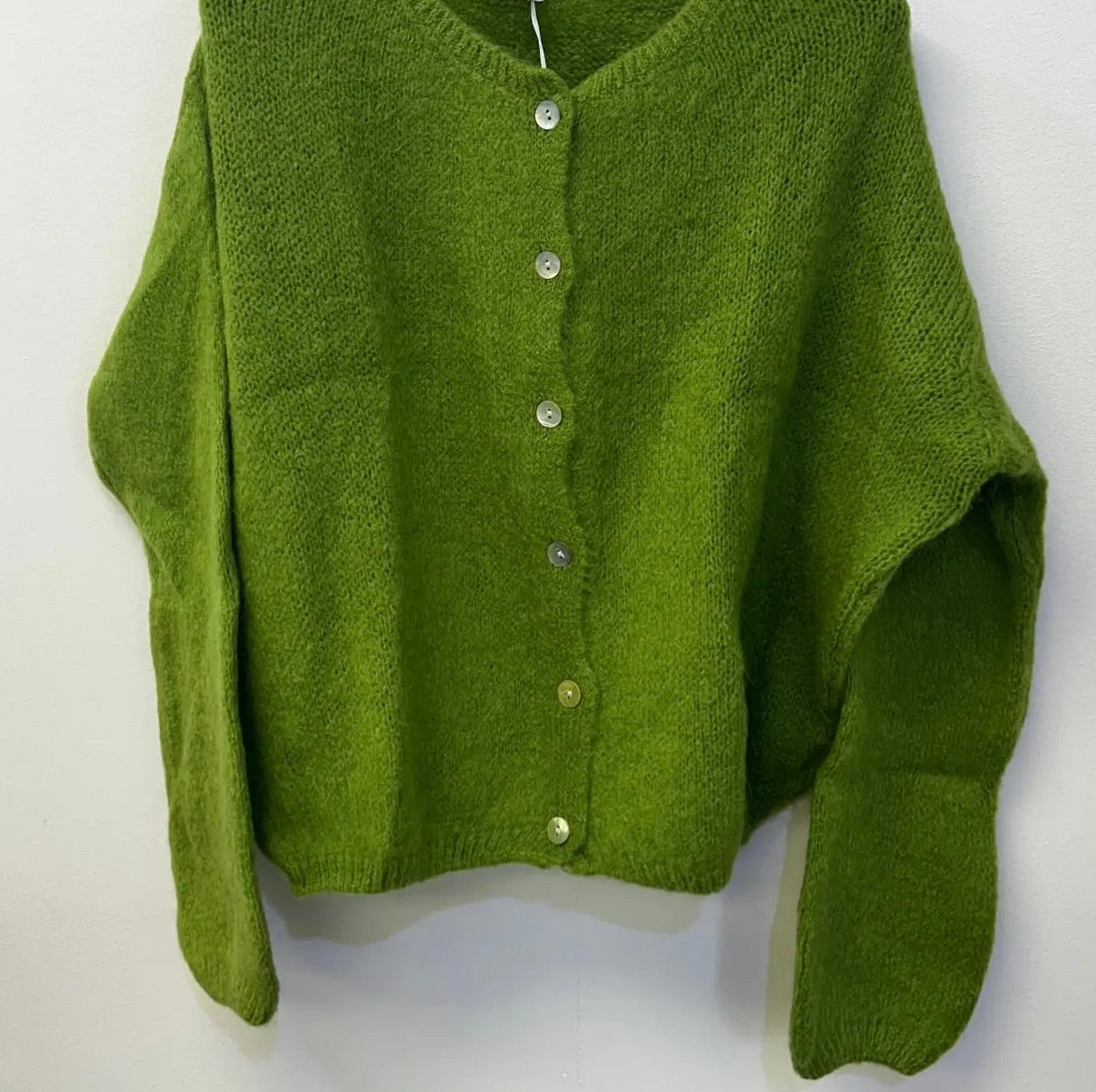 Mohair cardigan - emerald green, jade green, apple green and forest green