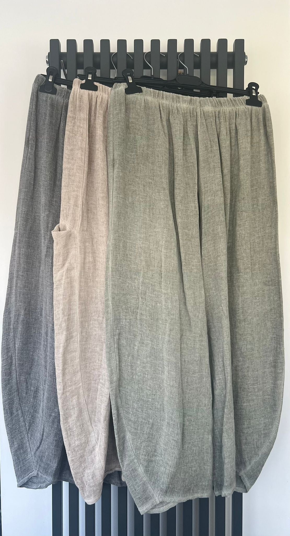 Baggy linen trousers - grey, beige, khaki
