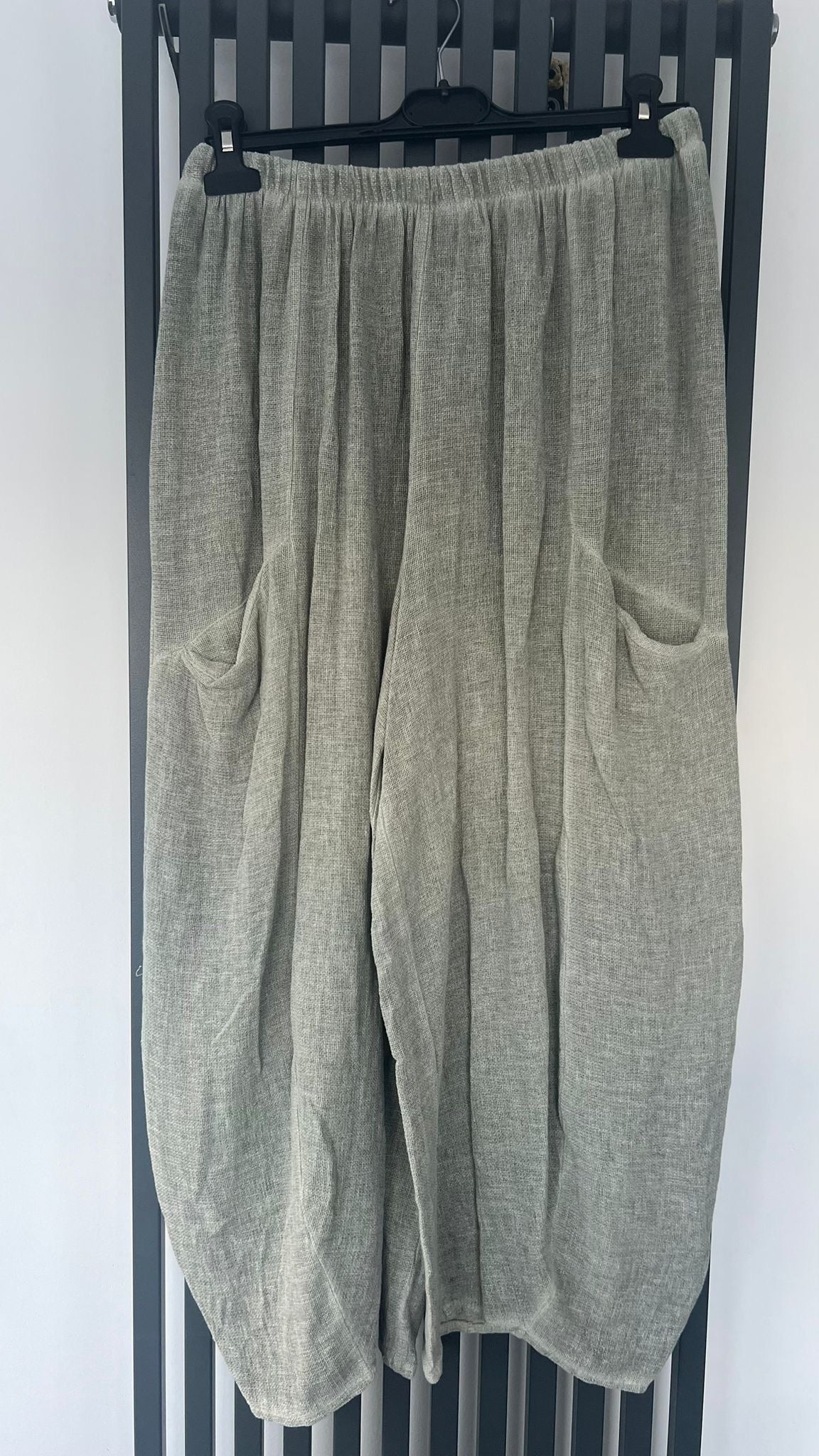 Baggy linen trousers - grey, beige, khaki