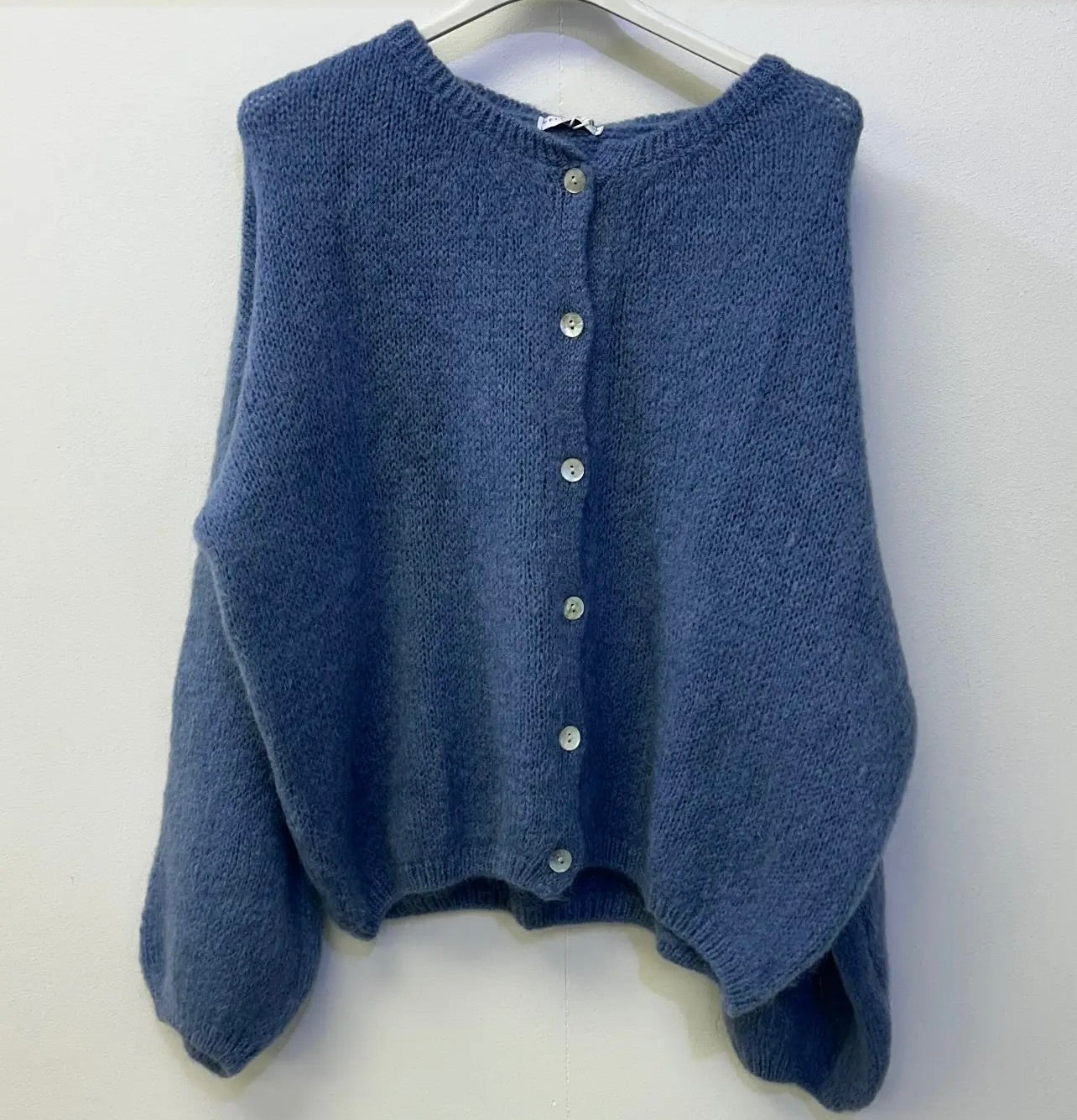 Mohair cardigan - cornflower blue, navy, royal blue and denim blue