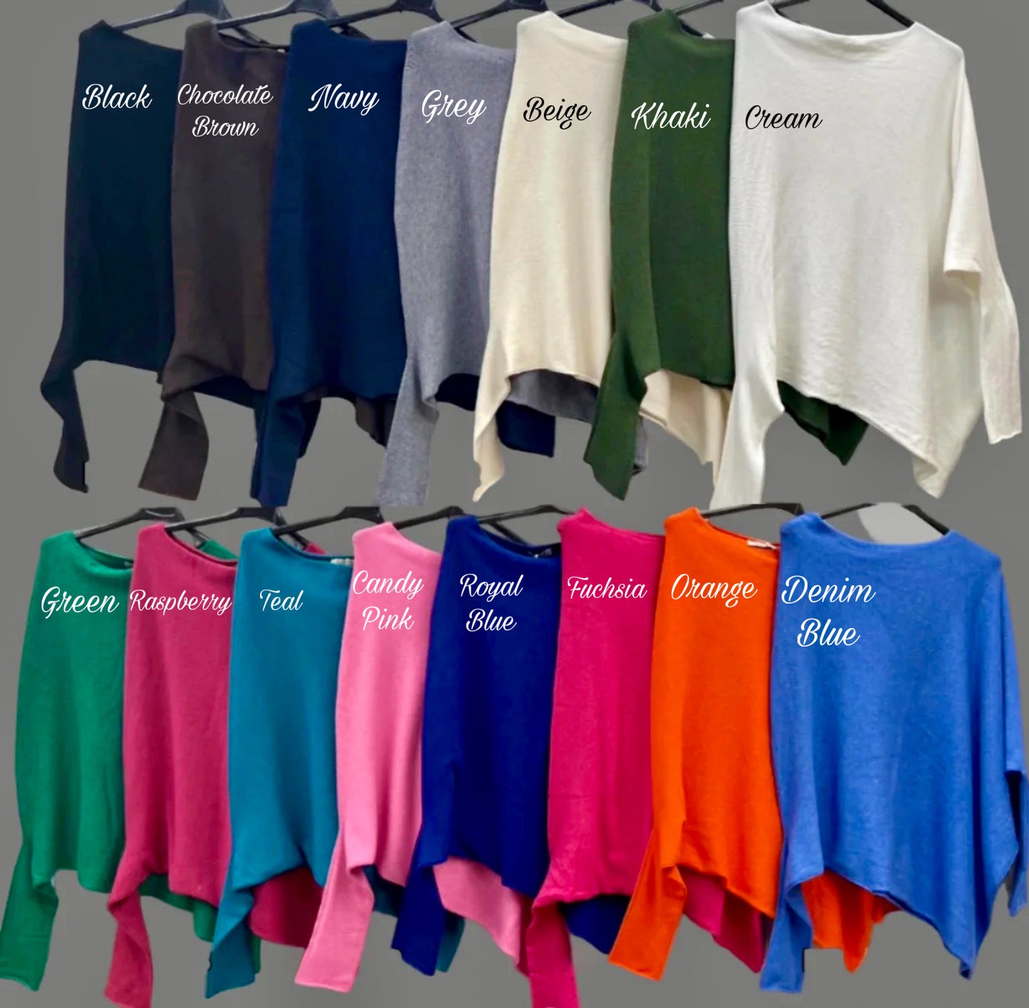 Asymmetric batwing jumper - 15colours