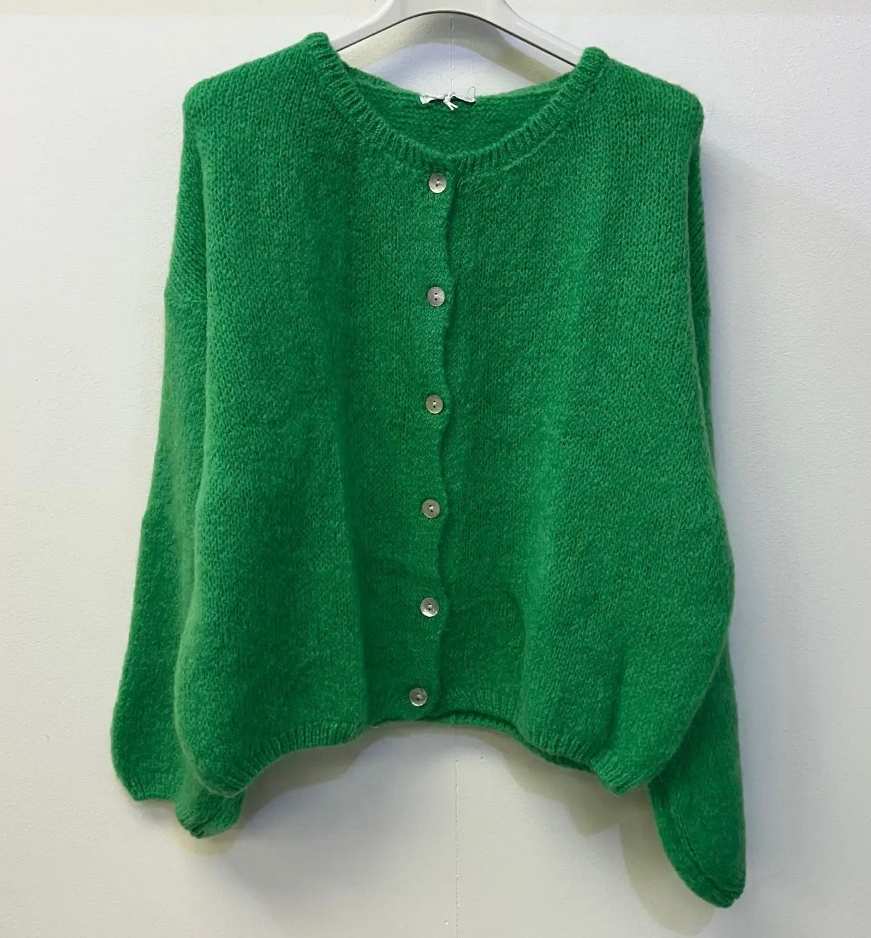 Mohair cardigan - emerald green, jade green, apple green and forest green