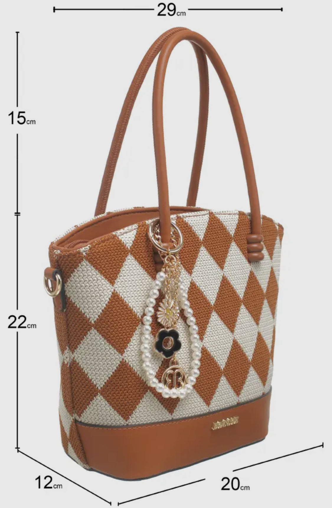 Bucket handbag with charms