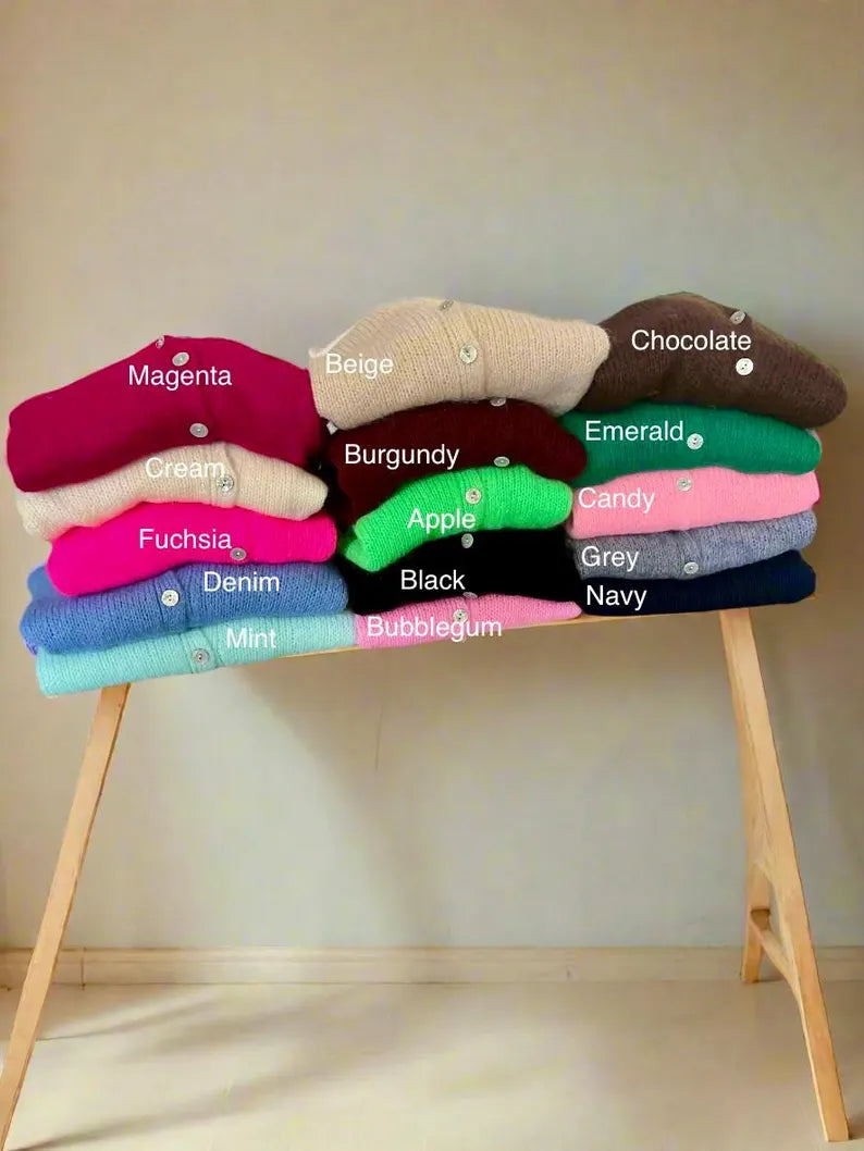 15colours mohair mix cardigan with buttons