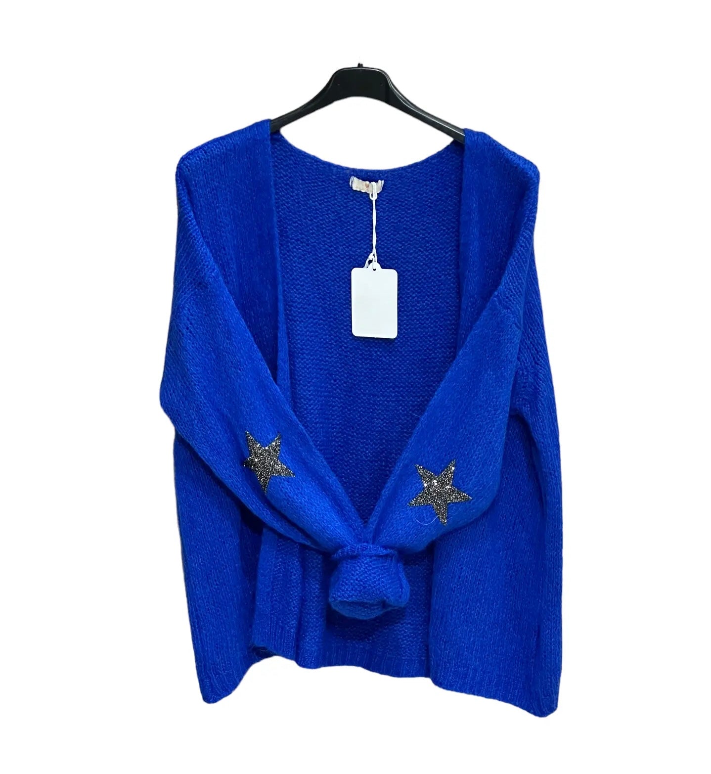 Mohair cardigan with stars - royal blue