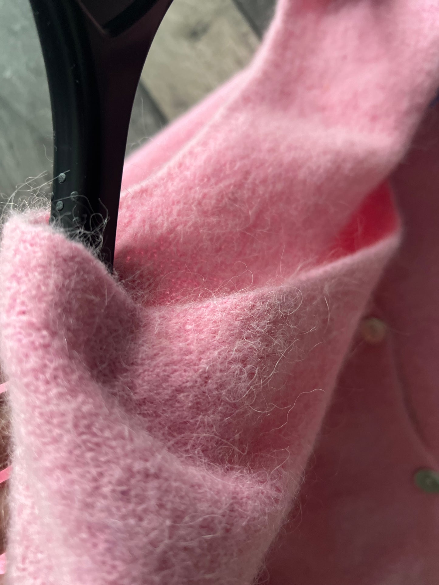 Pink v-neck alpaca cardigan with buttons