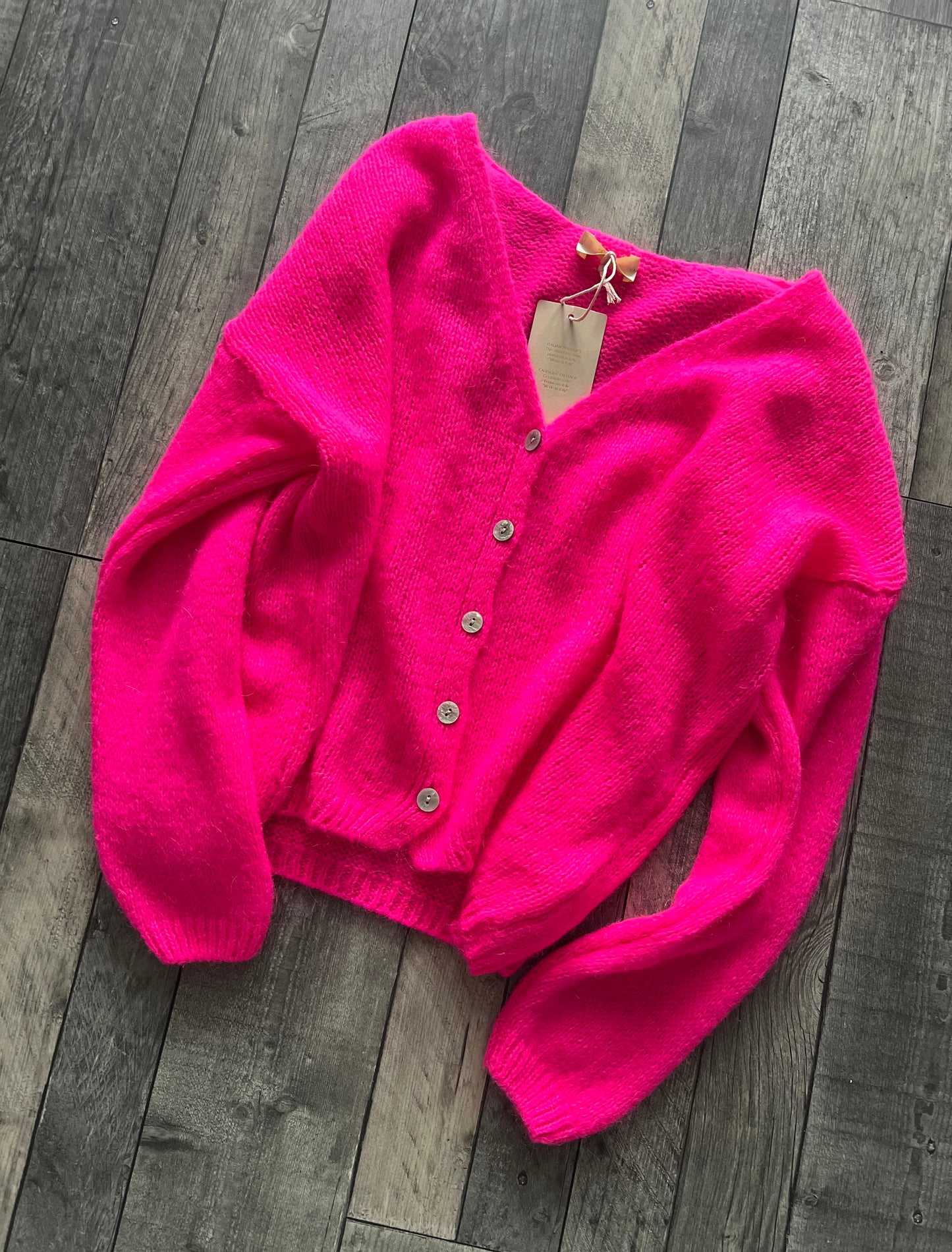 Mohair cardigan - neon pink
