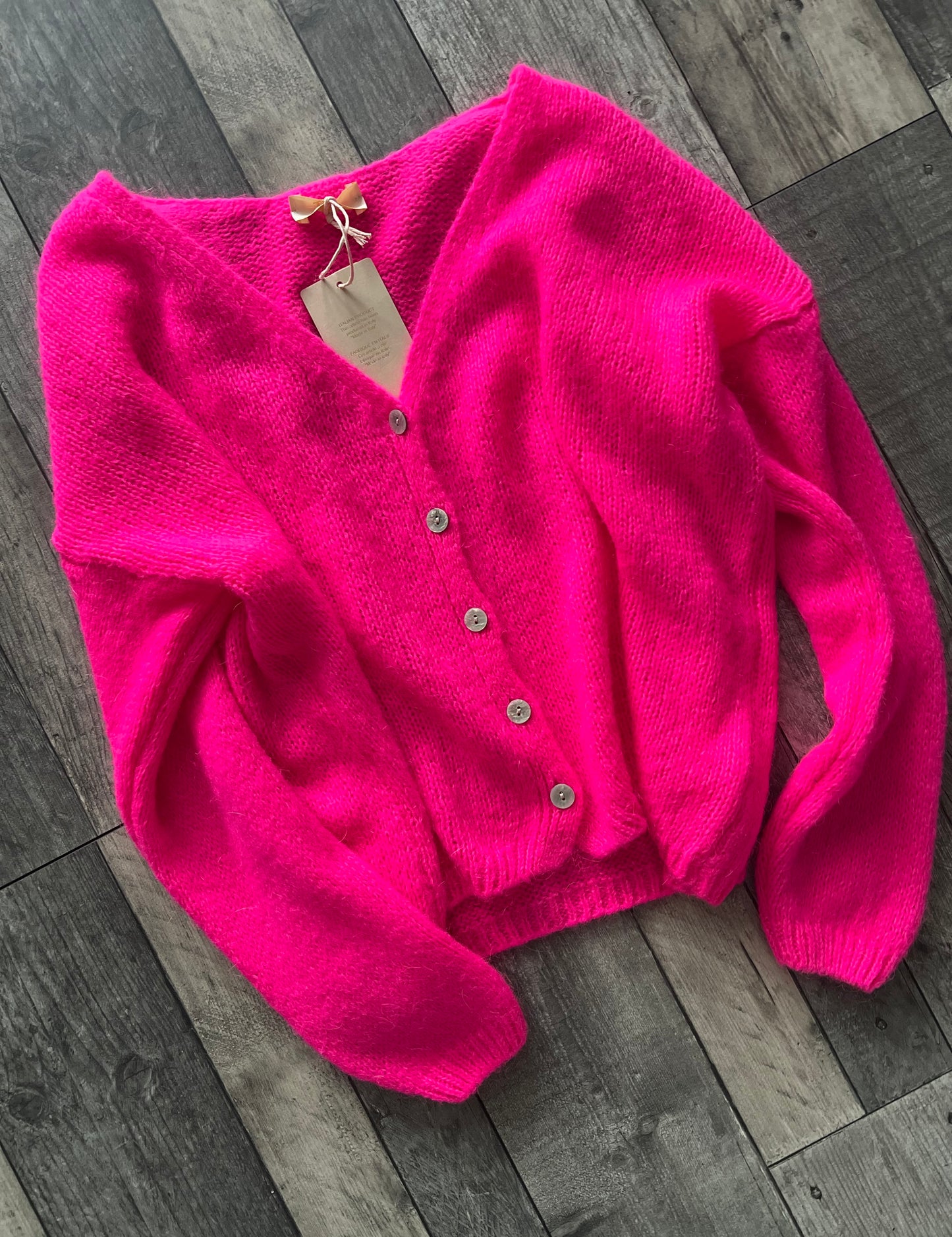 Mohair cardigan - neon pink