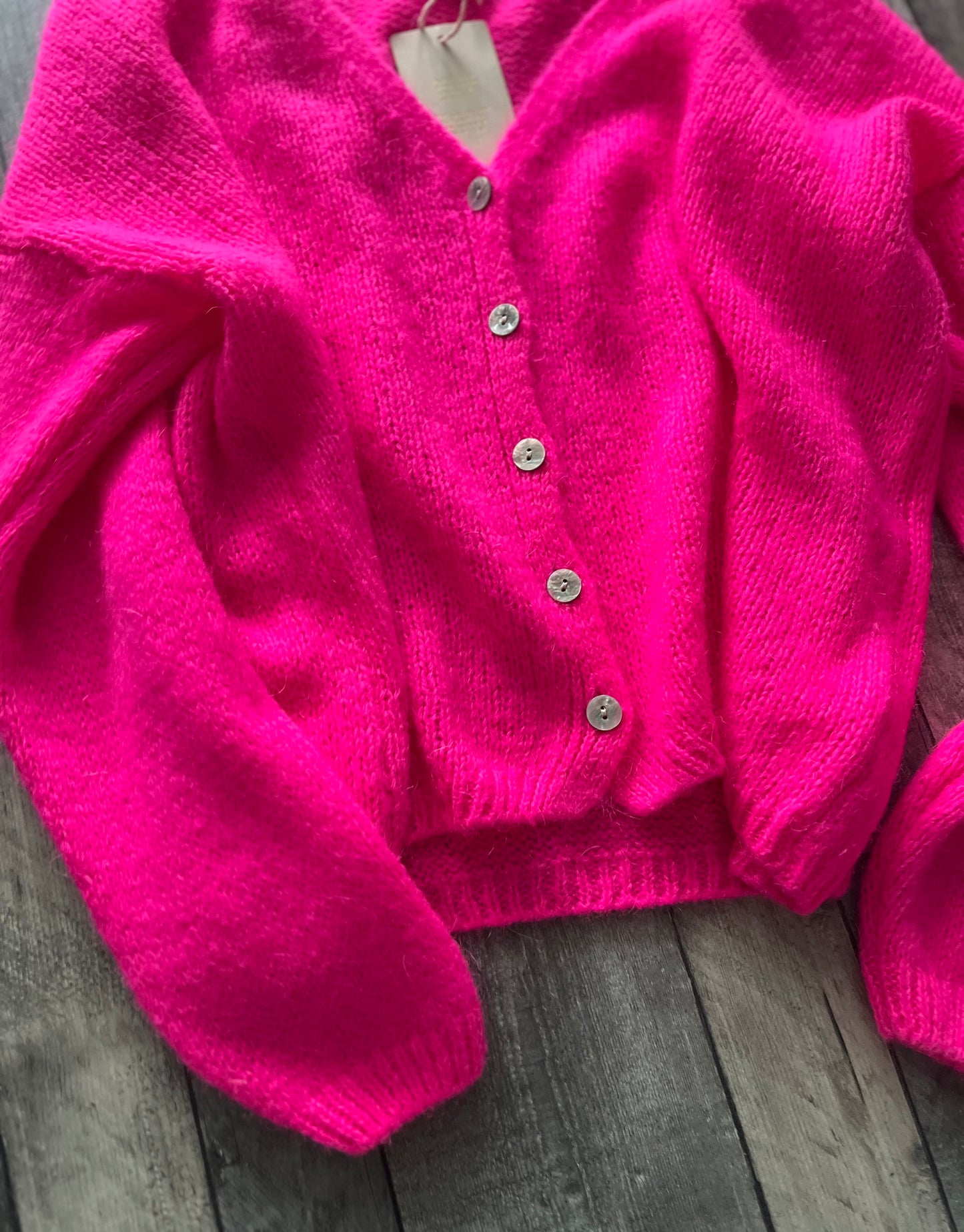 Mohair cardigan - neon pink