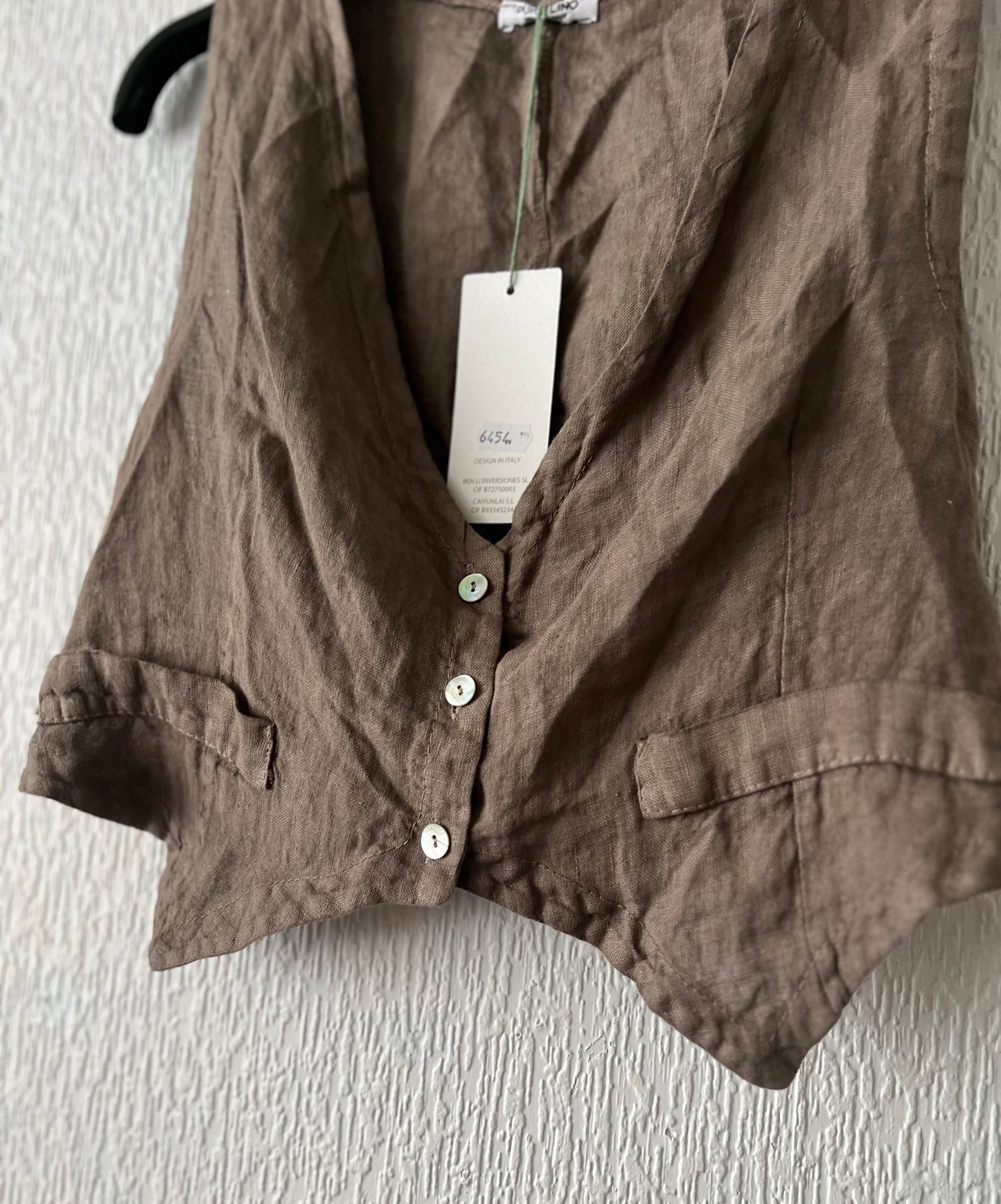 Chocolate brown linen vest top