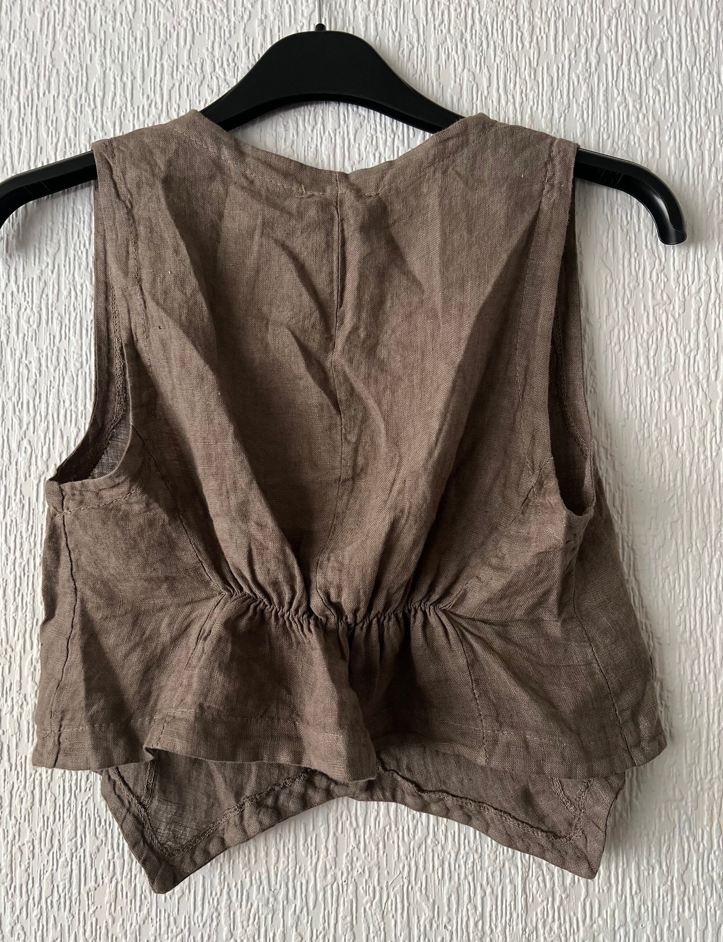 Chocolate brown linen vest top