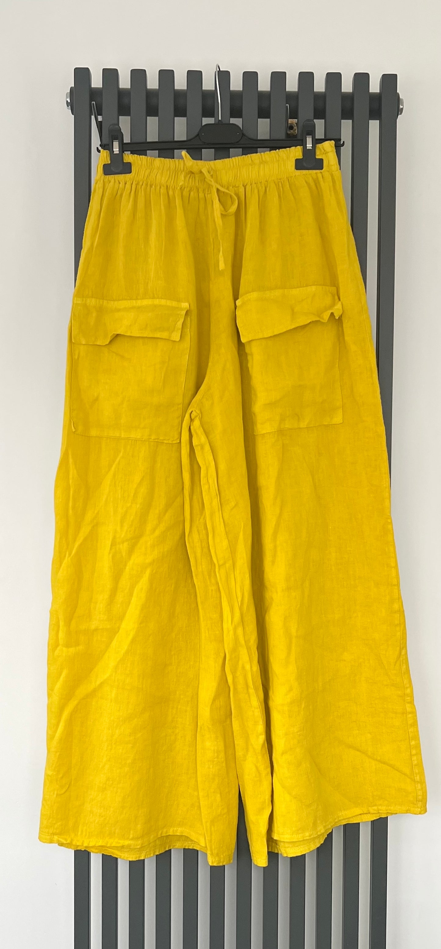 Wide leg linen trousers - yellow