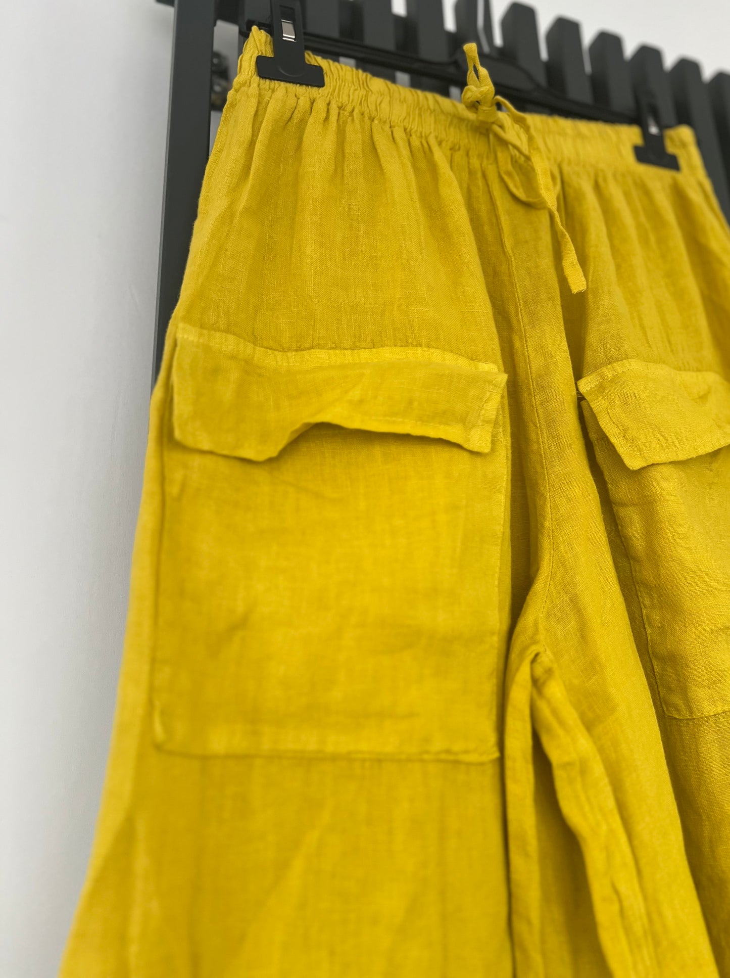 Wide leg linen trousers - yellow