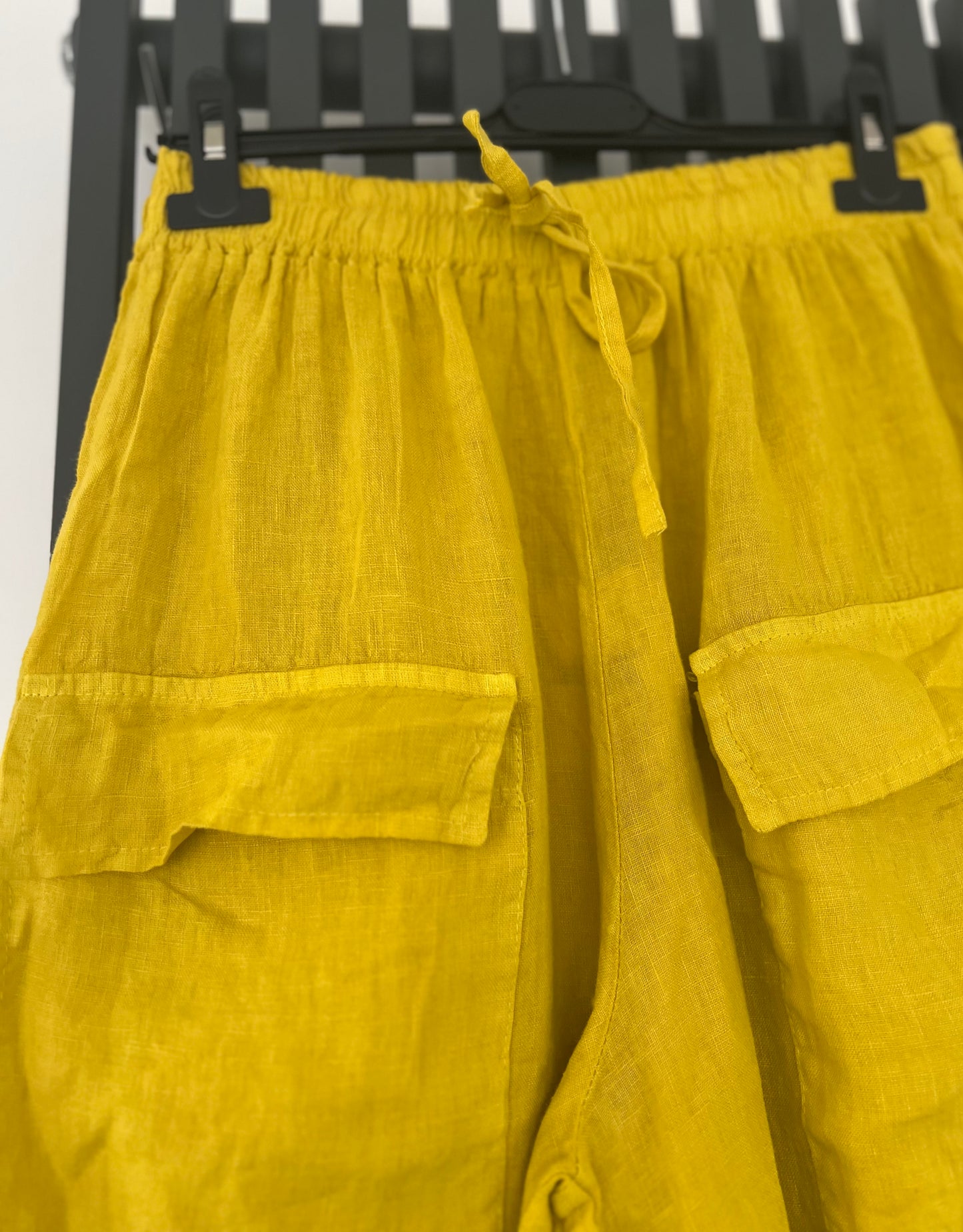 Wide leg linen trousers - yellow
