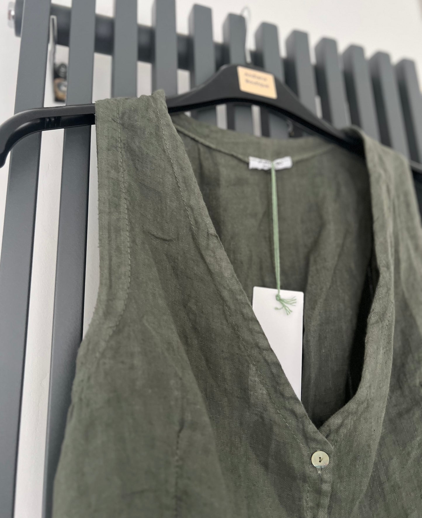 Khaki linen vest top
