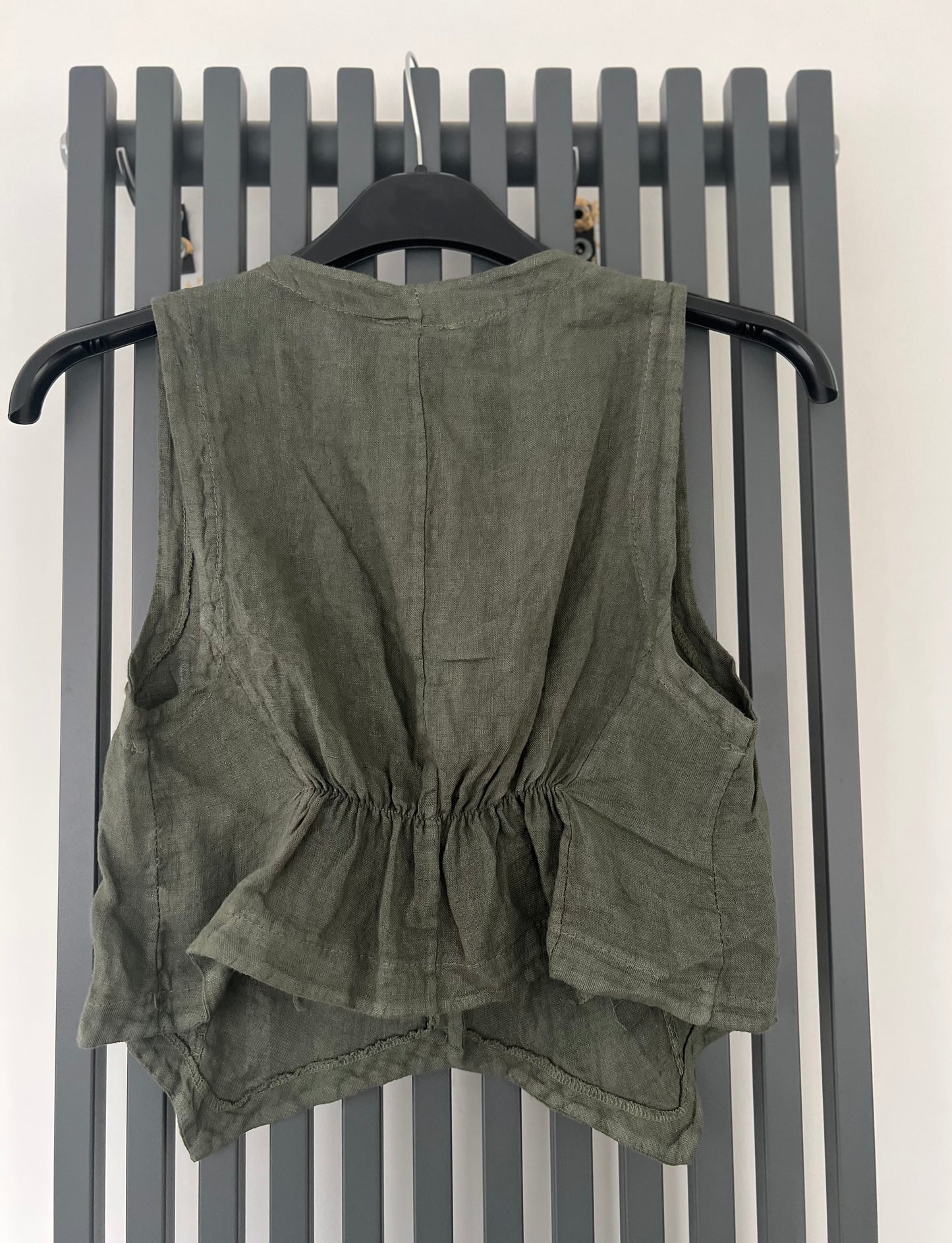Khaki linen vest top