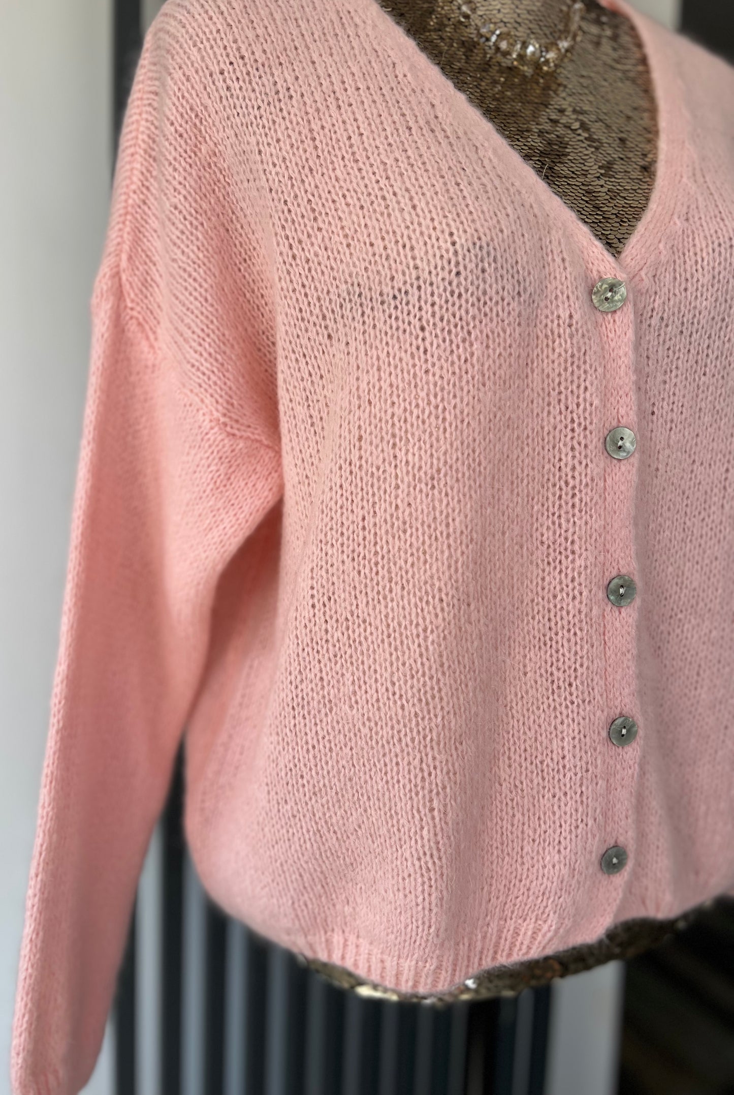 Mohair v-neck cardigan - salmon