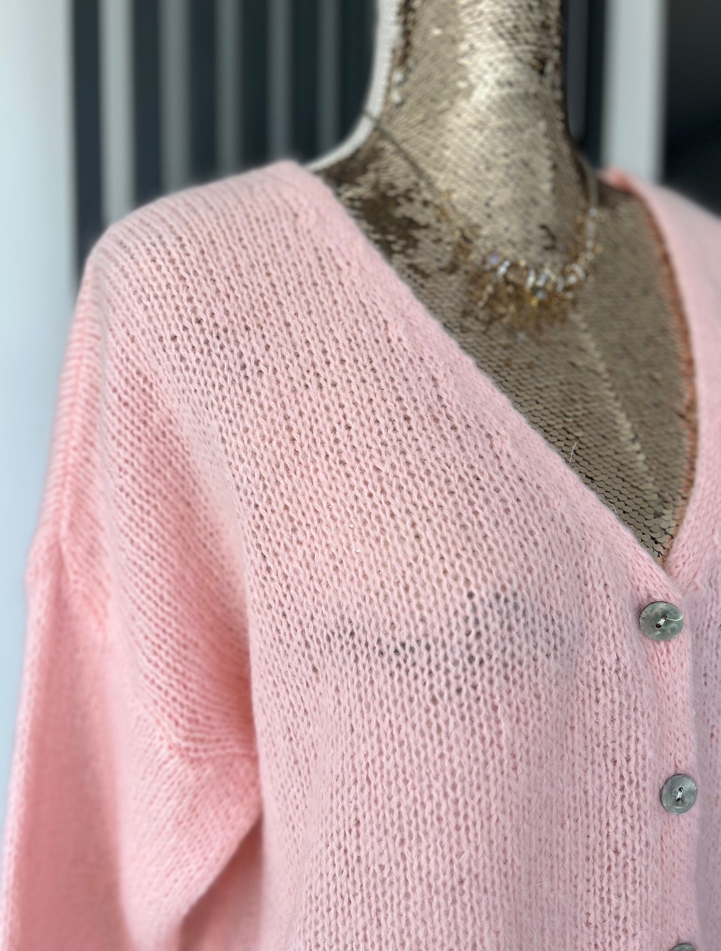 Mohair v-neck cardigan - salmon