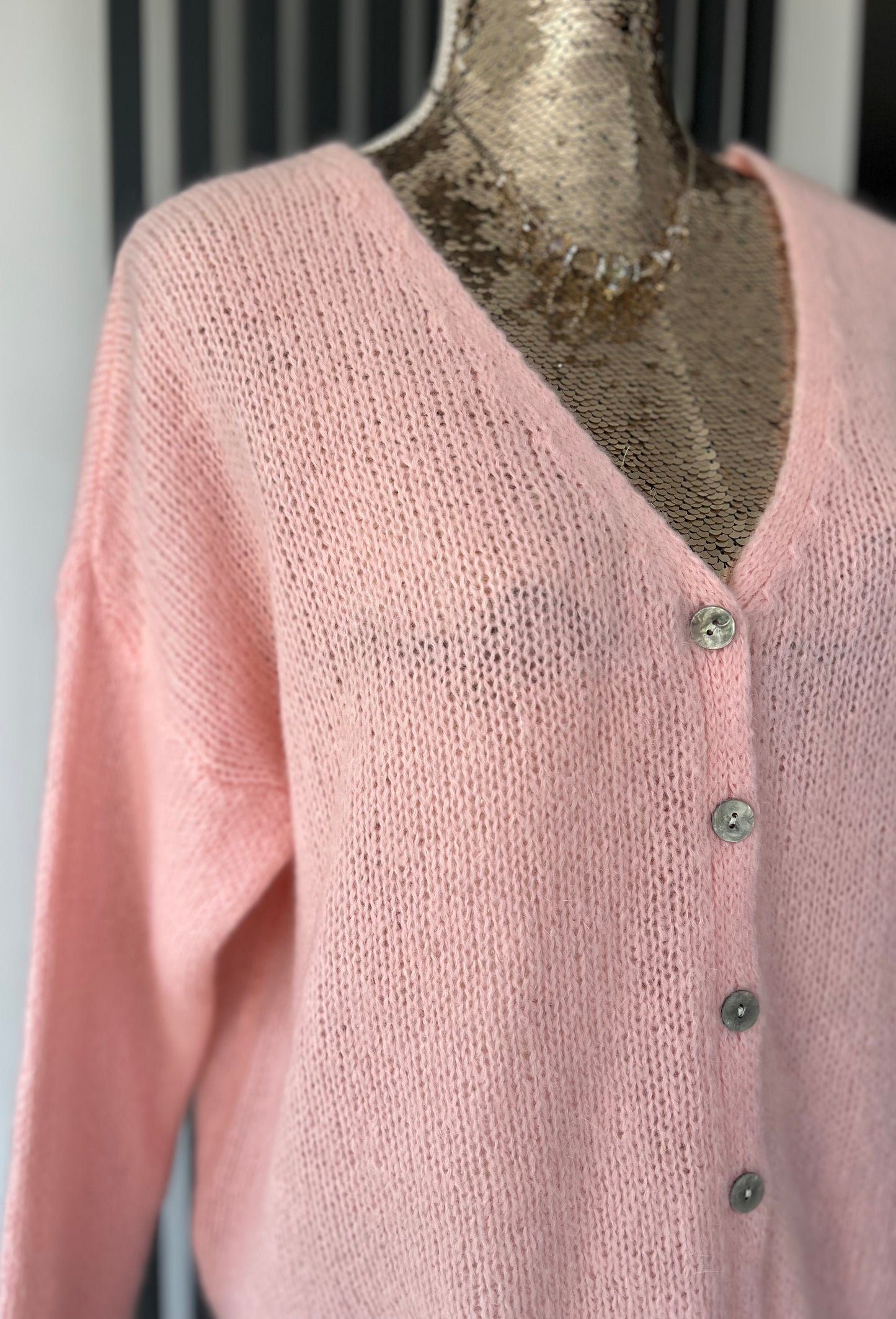 Mohair v-neck cardigan - salmon