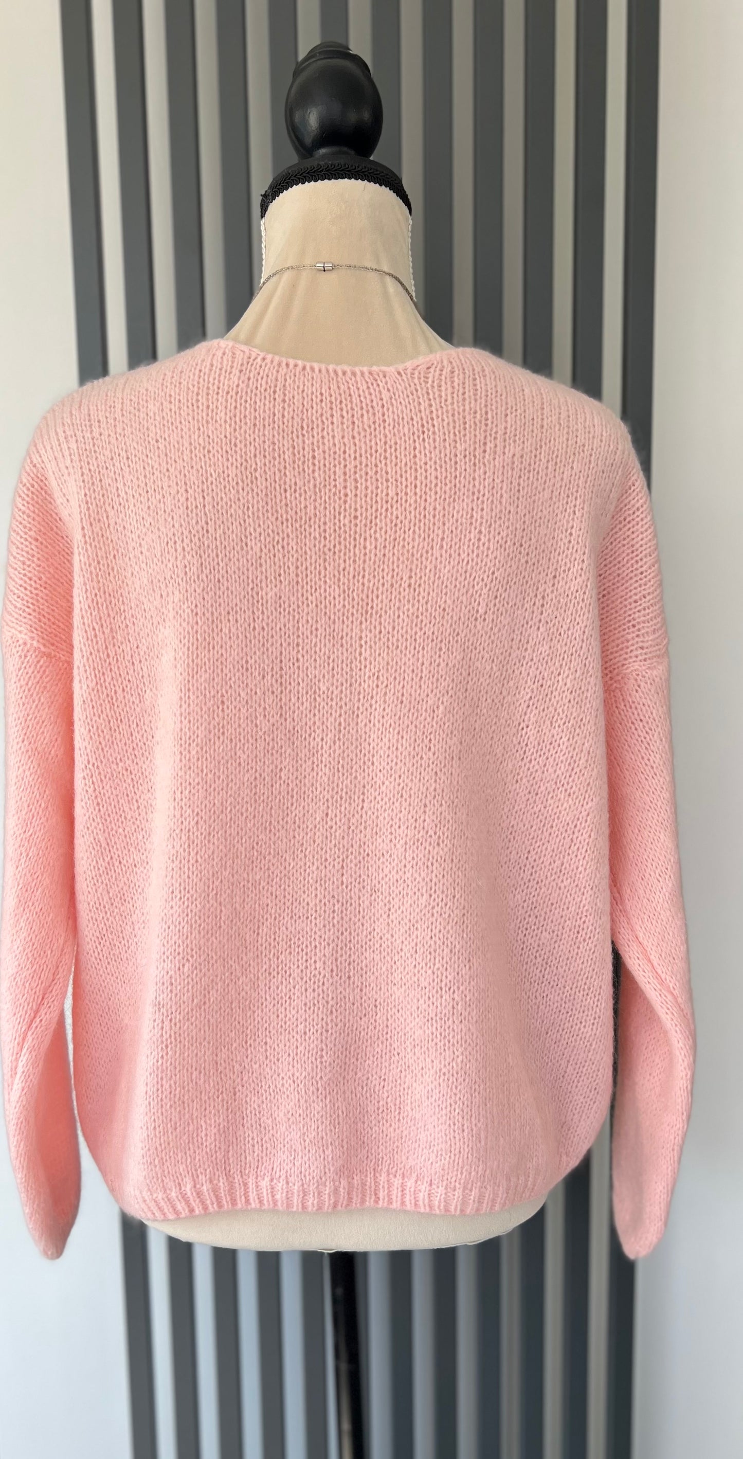 Mohair v-neck cardigan - salmon