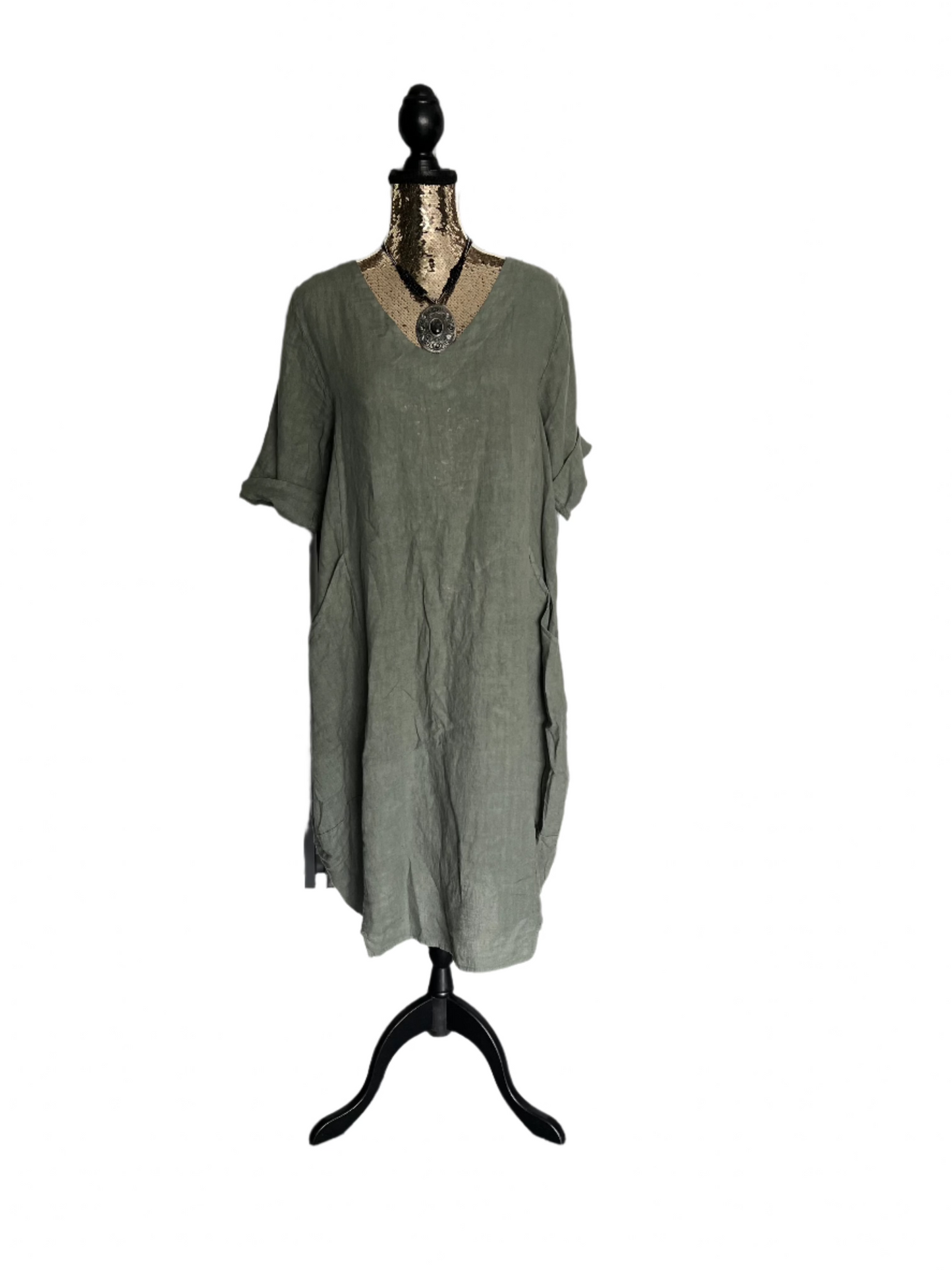 Made in Italy linen dress - khaki