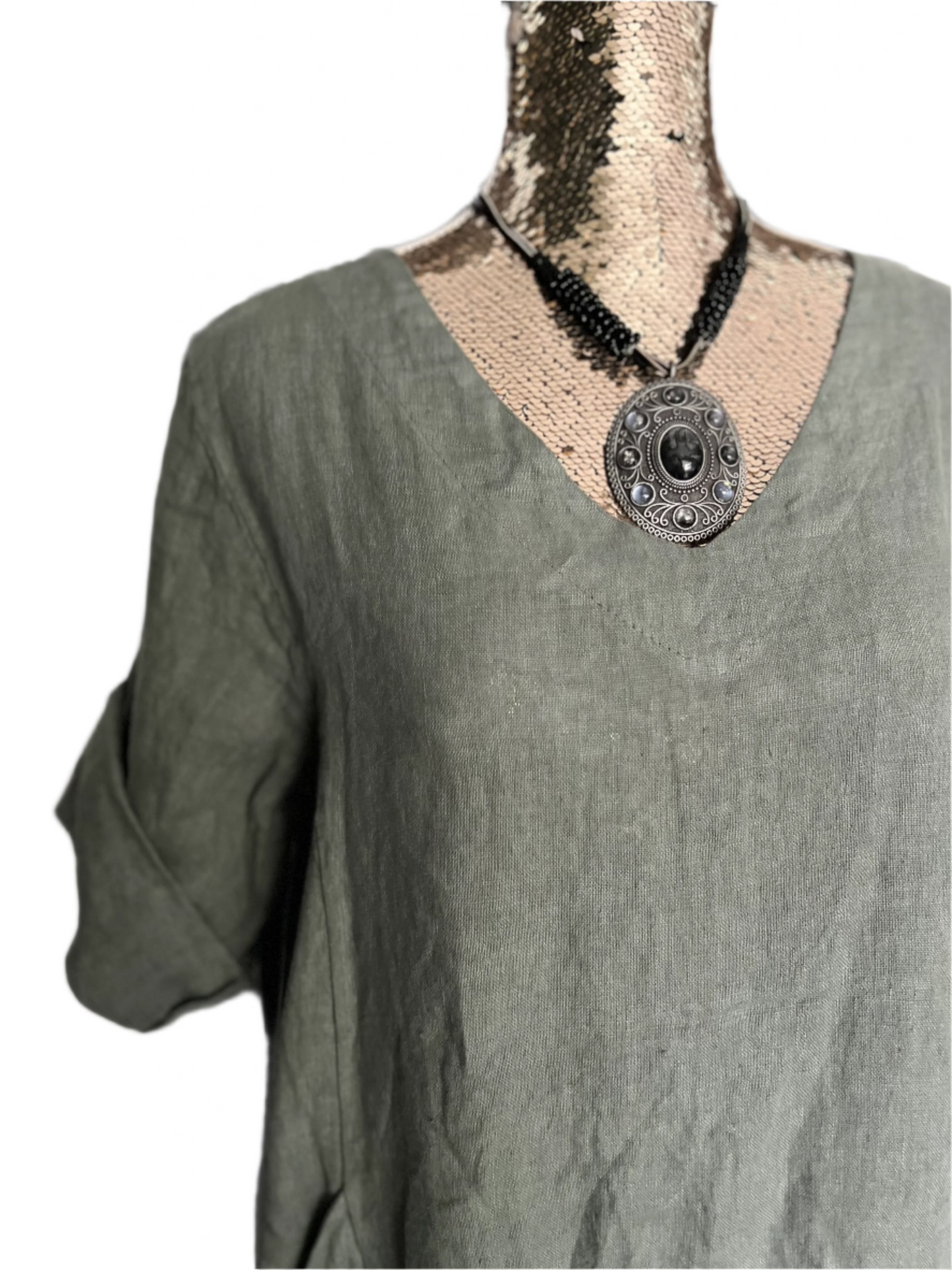 Made in Italy linen dress - khaki
