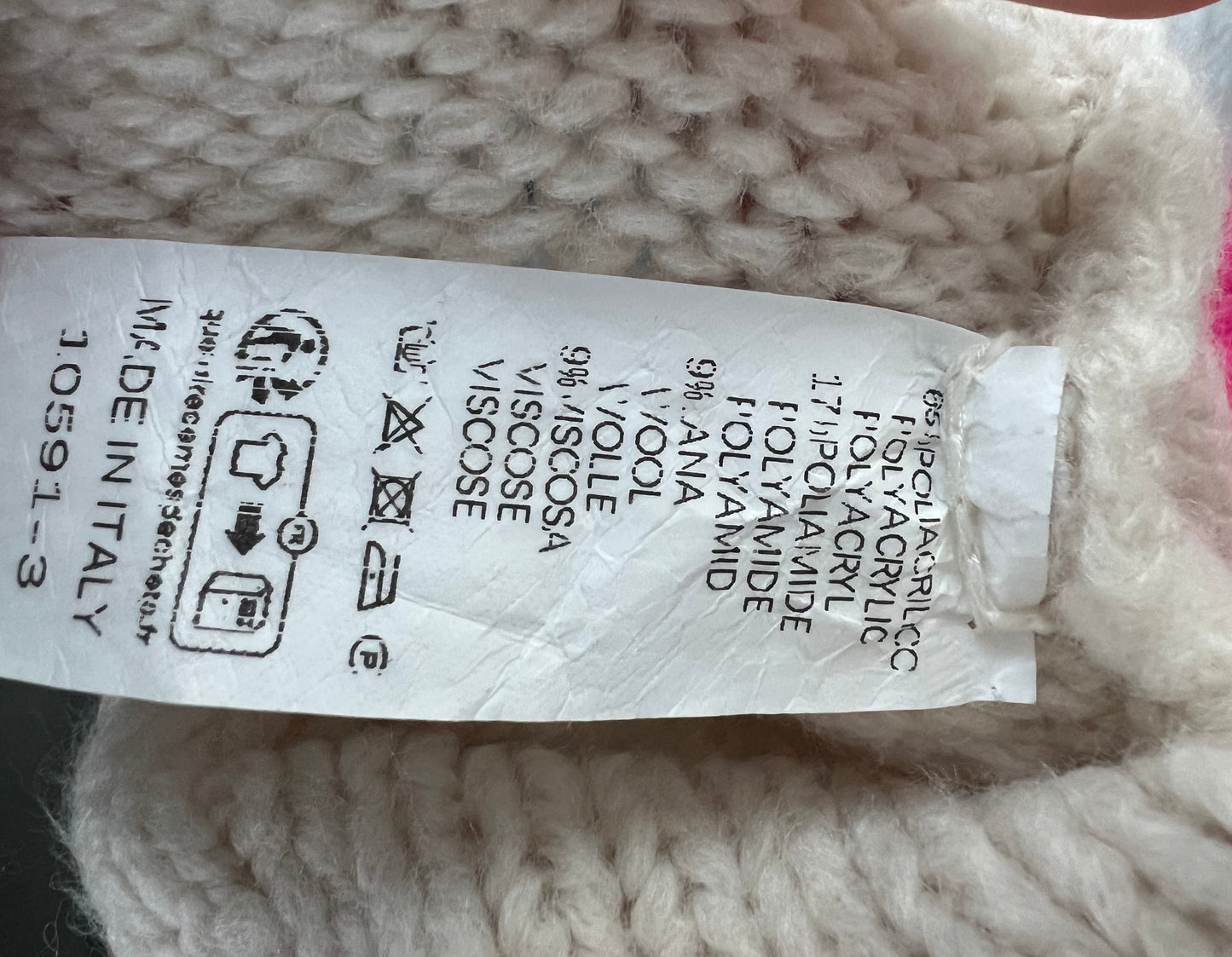 Heart print oversized knitted beige jumper