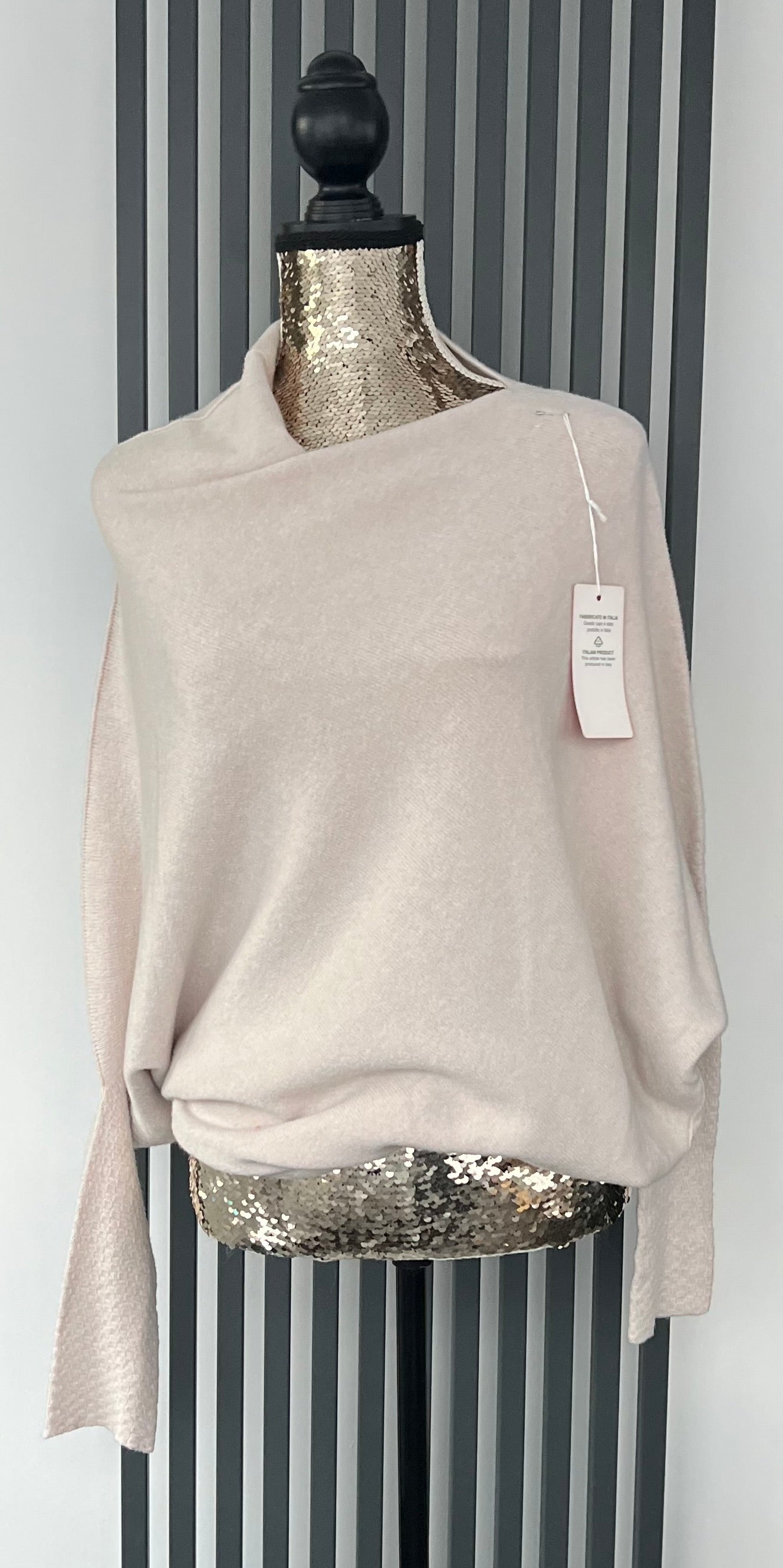Beige asymmetrical batwing sleeve jumper