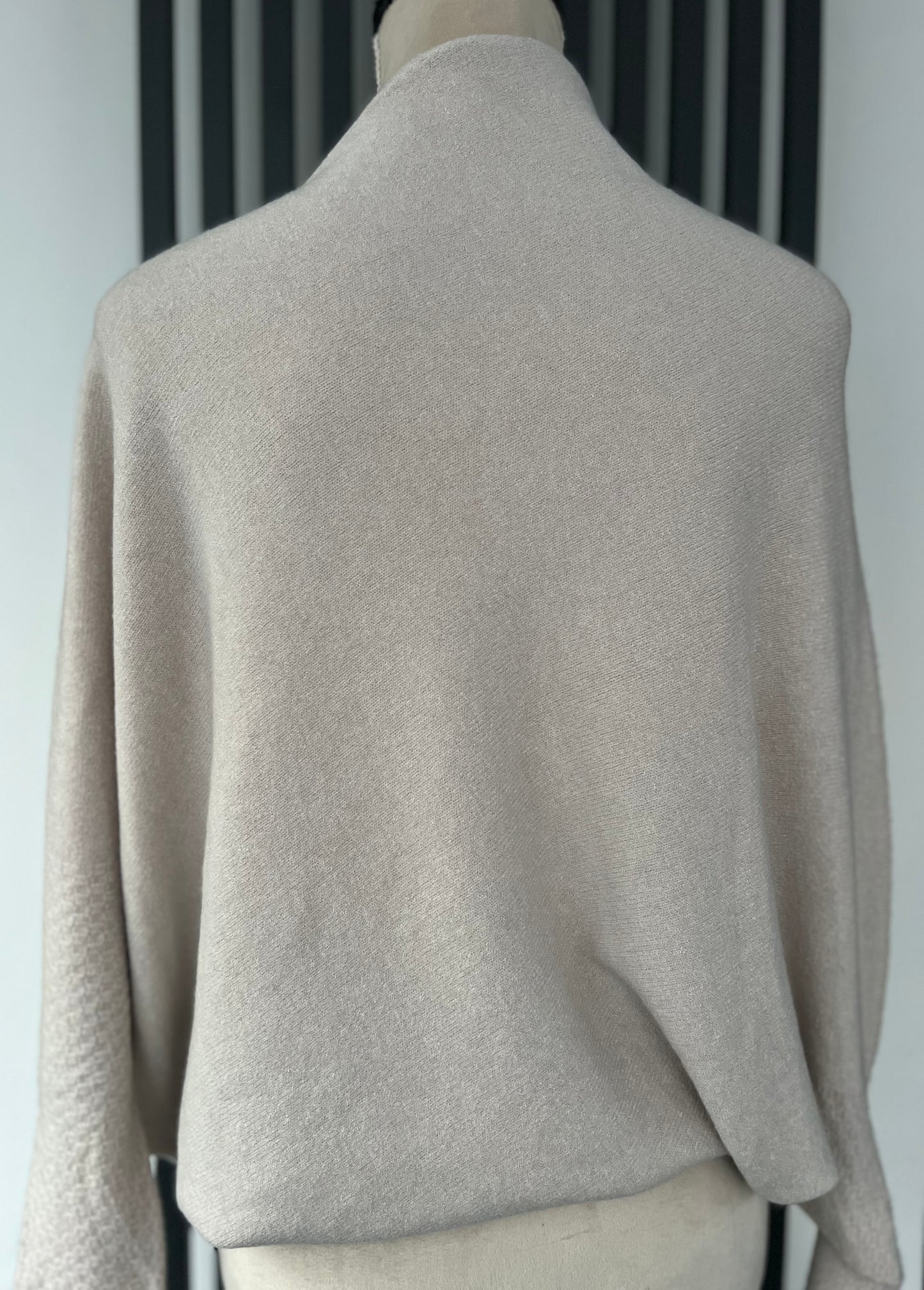 Beige asymmetrical batwing sleeve jumper