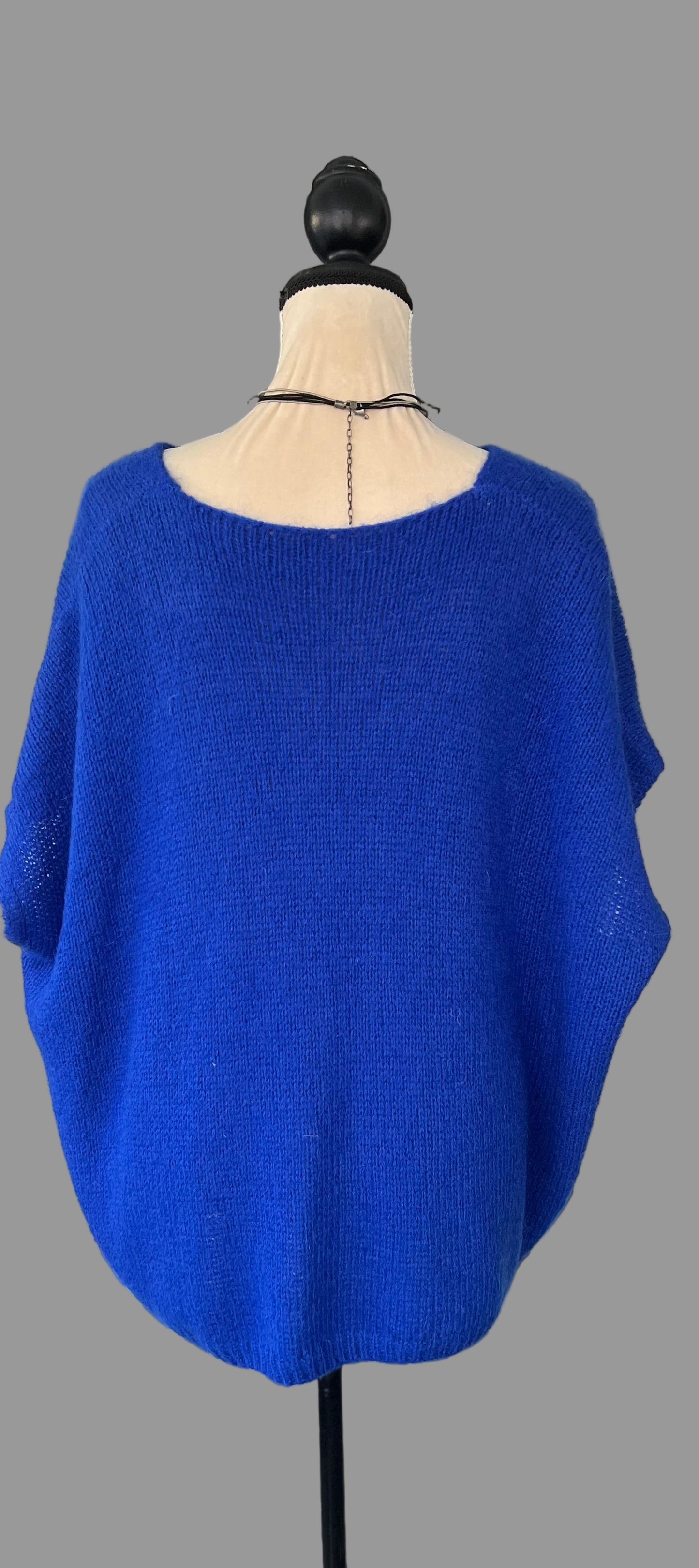 Royal blue mohair v-neck sleeveless jumper