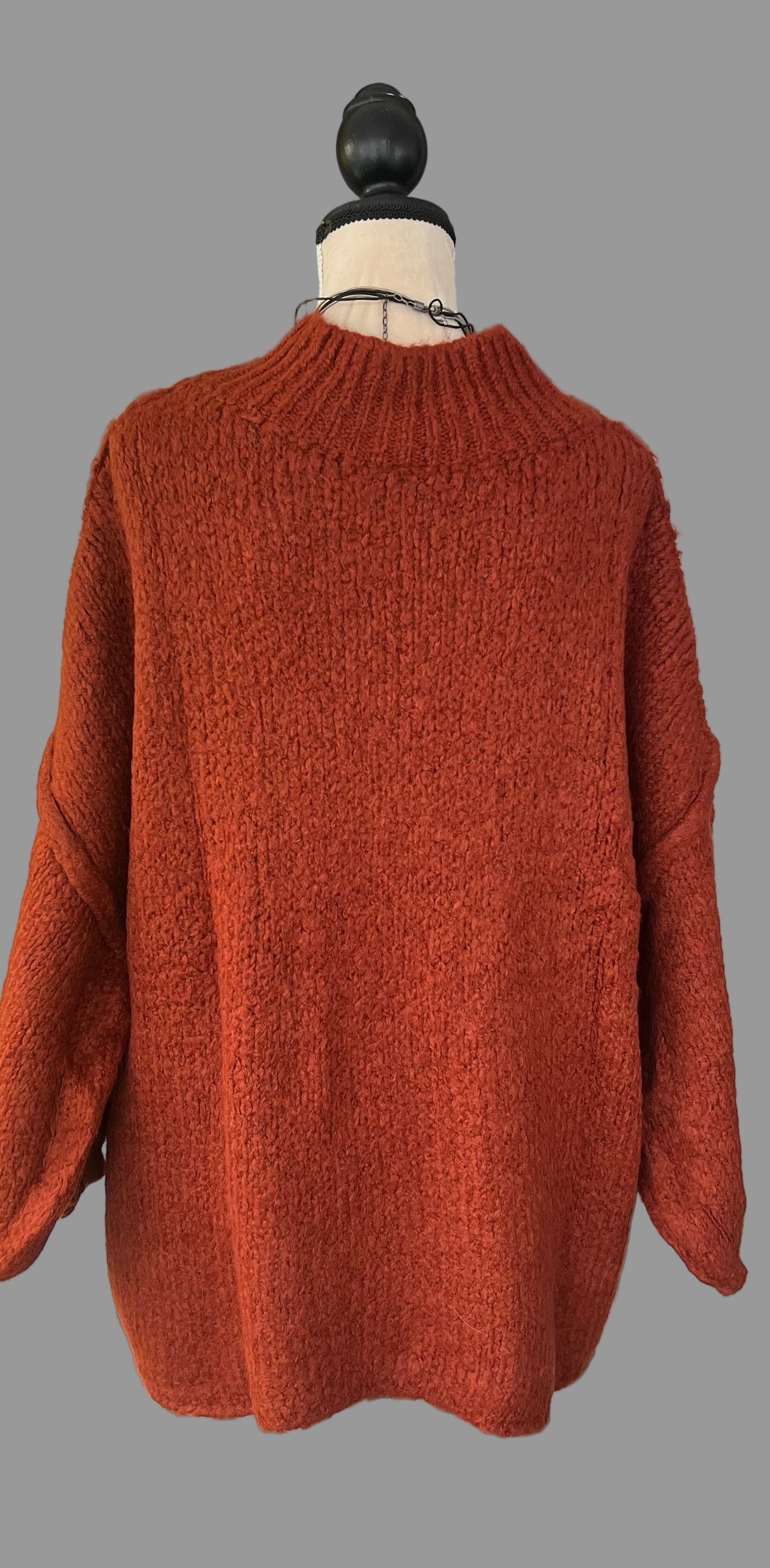 Oversized rust high neck sweater