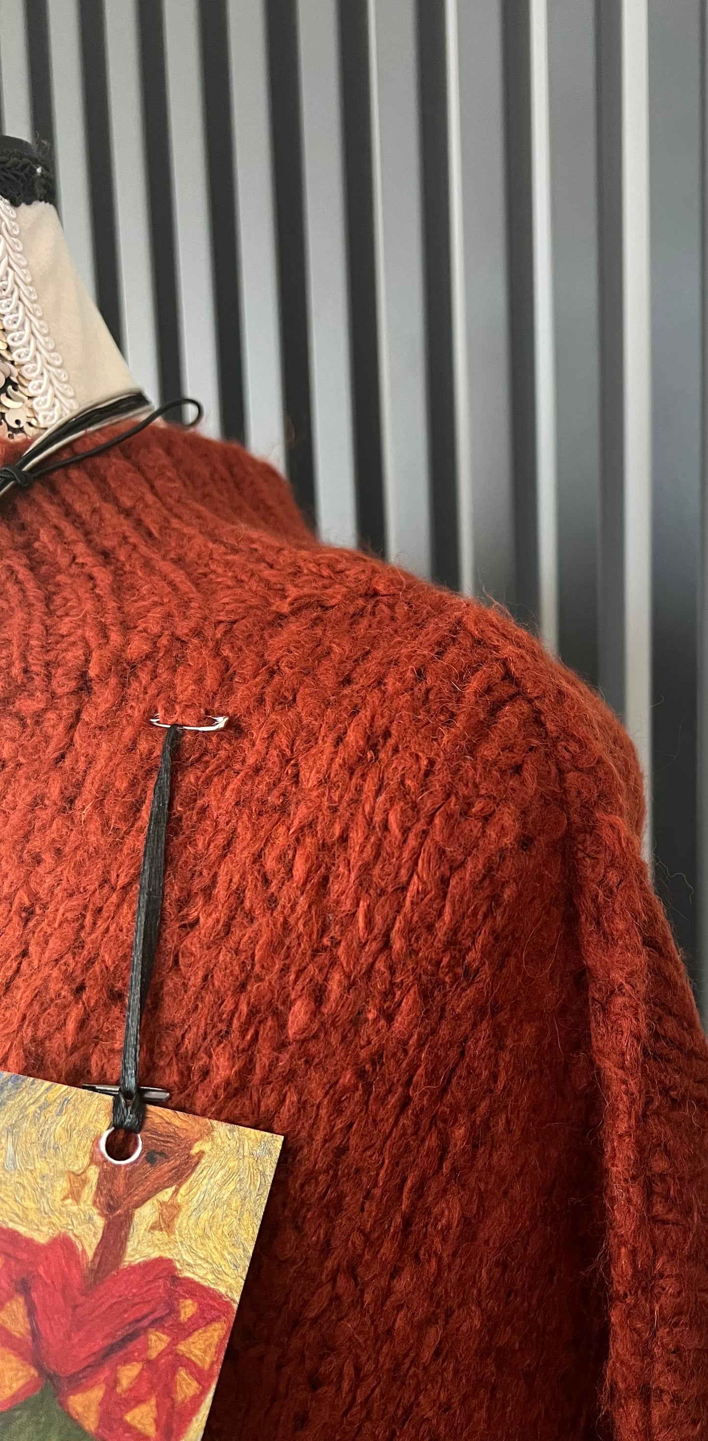 Oversized rust high neck sweater