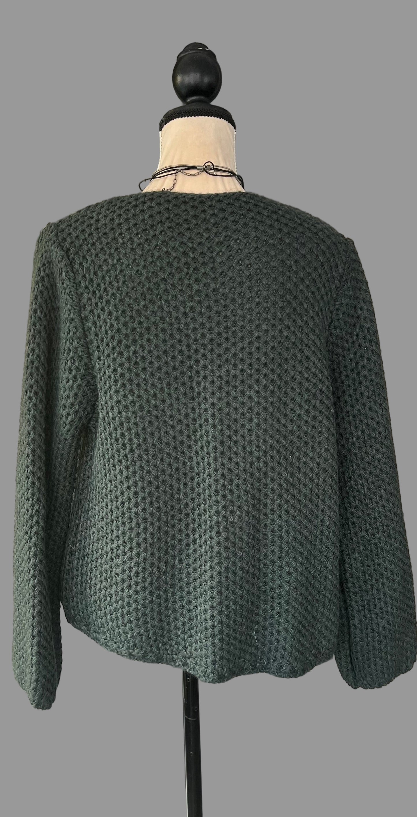 Dark green wool knitted cardigan