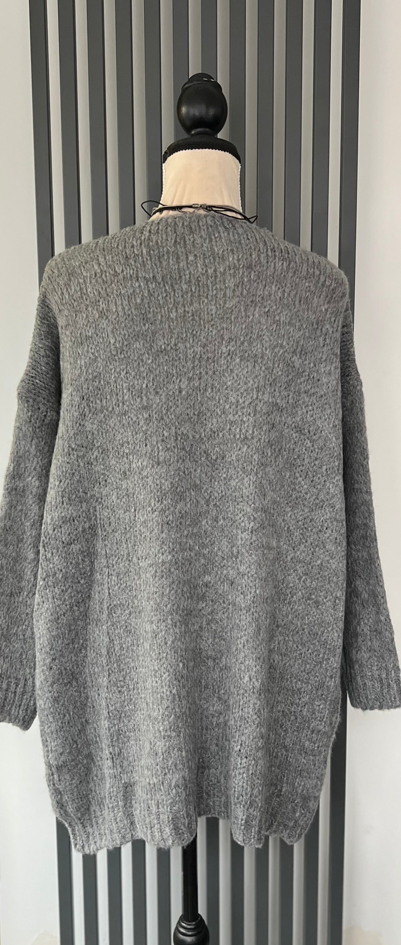 Grey mohair cardigan with pockets