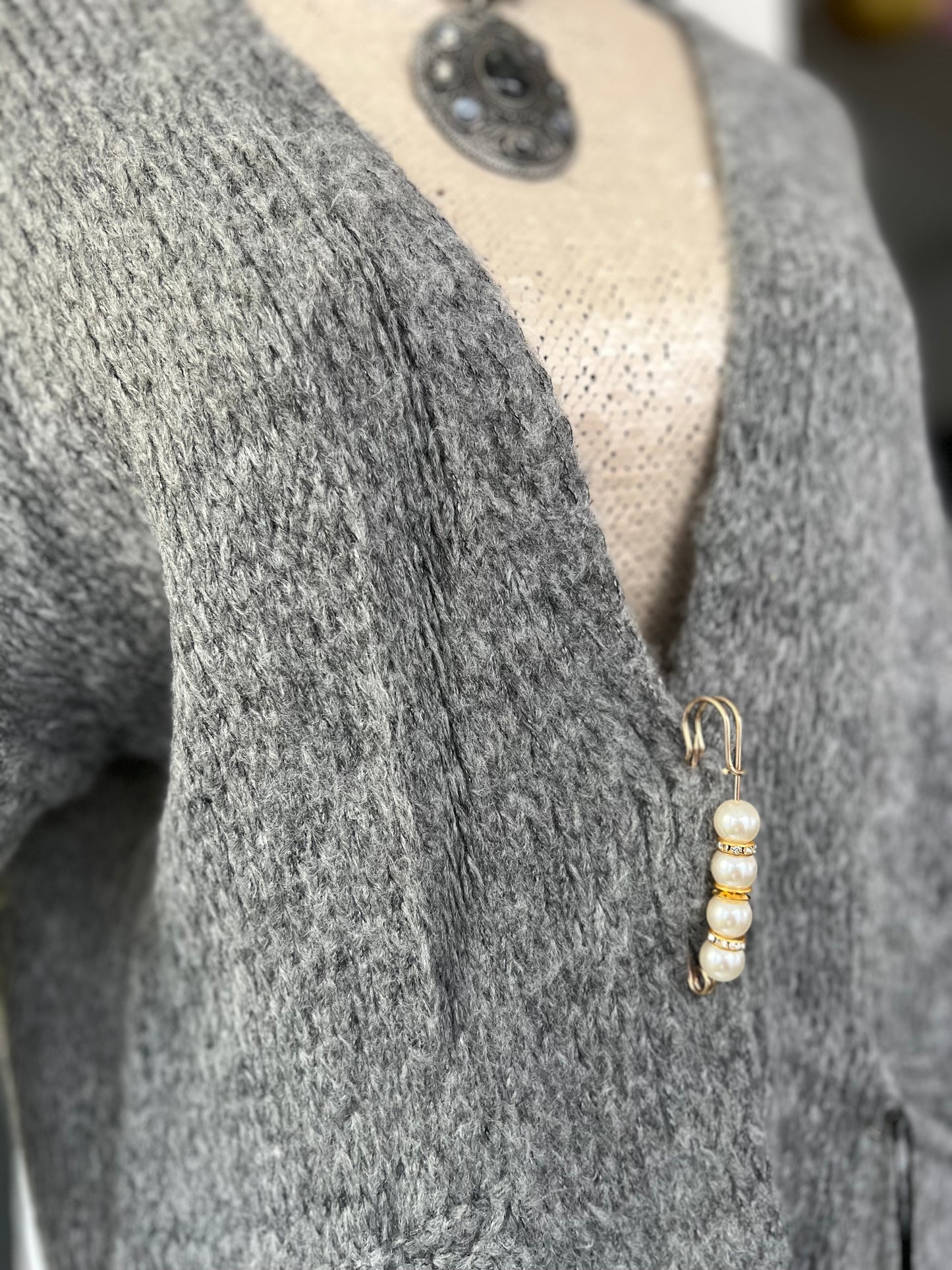 Grey mohair cardigan with pockets