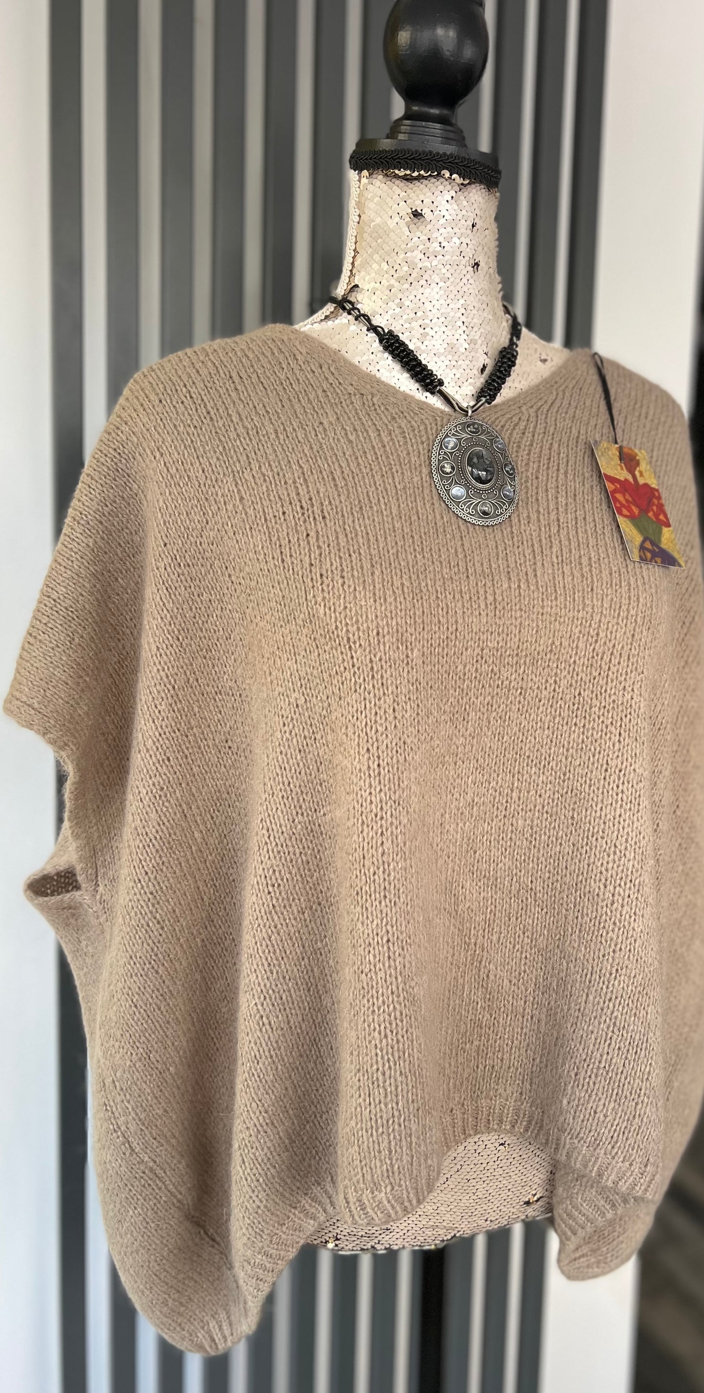 Mocha mohair oversized sleeveless jumper