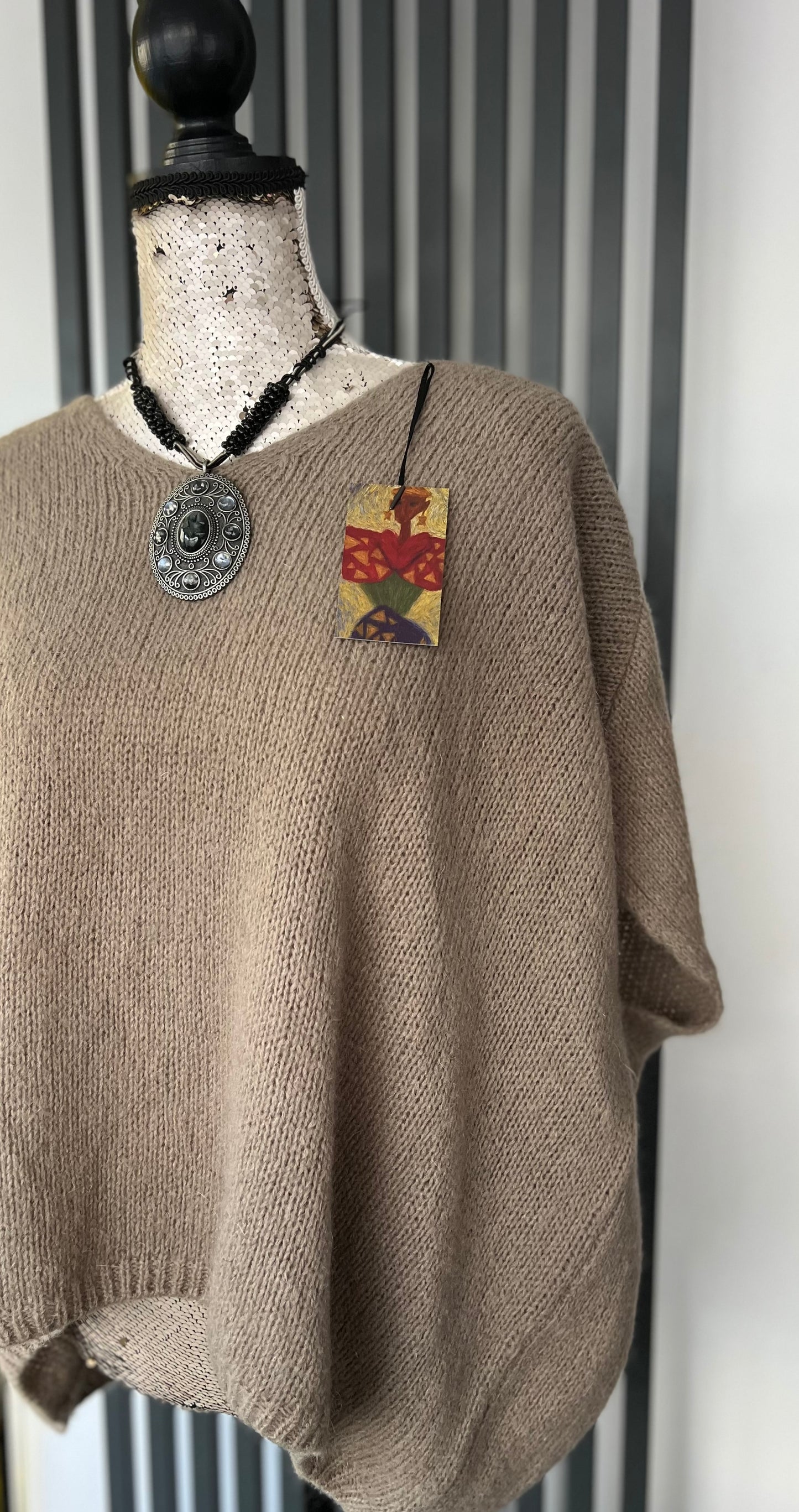 Mocha mohair oversized sleeveless jumper