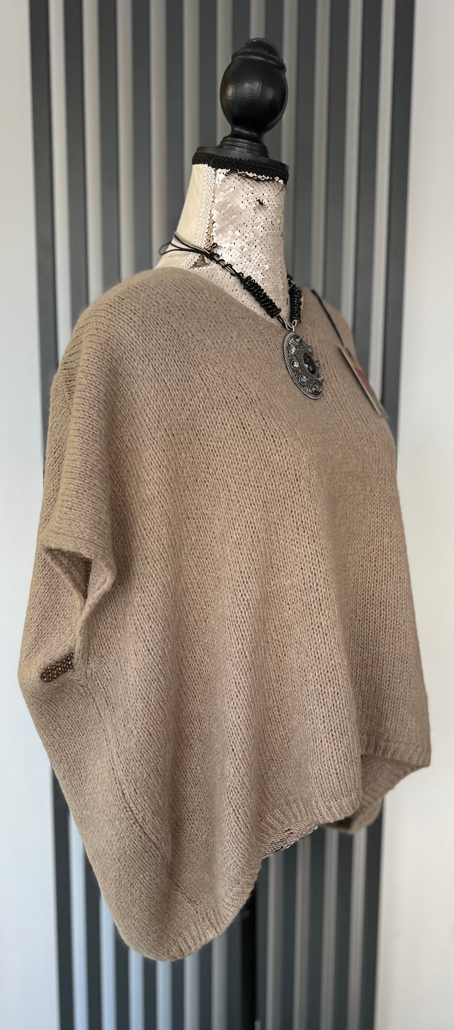 Mocha mohair oversized sleeveless jumper