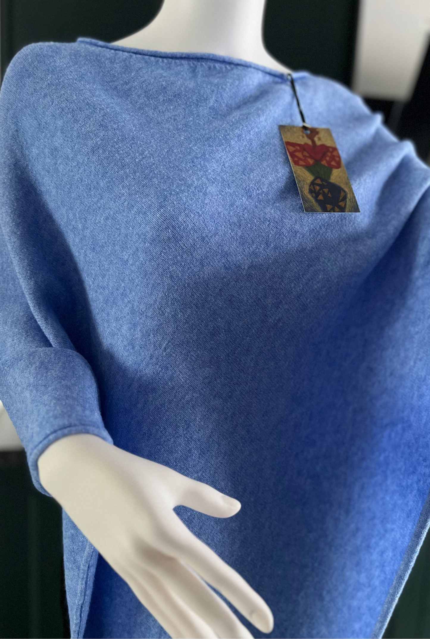 Soft knit blue poncho