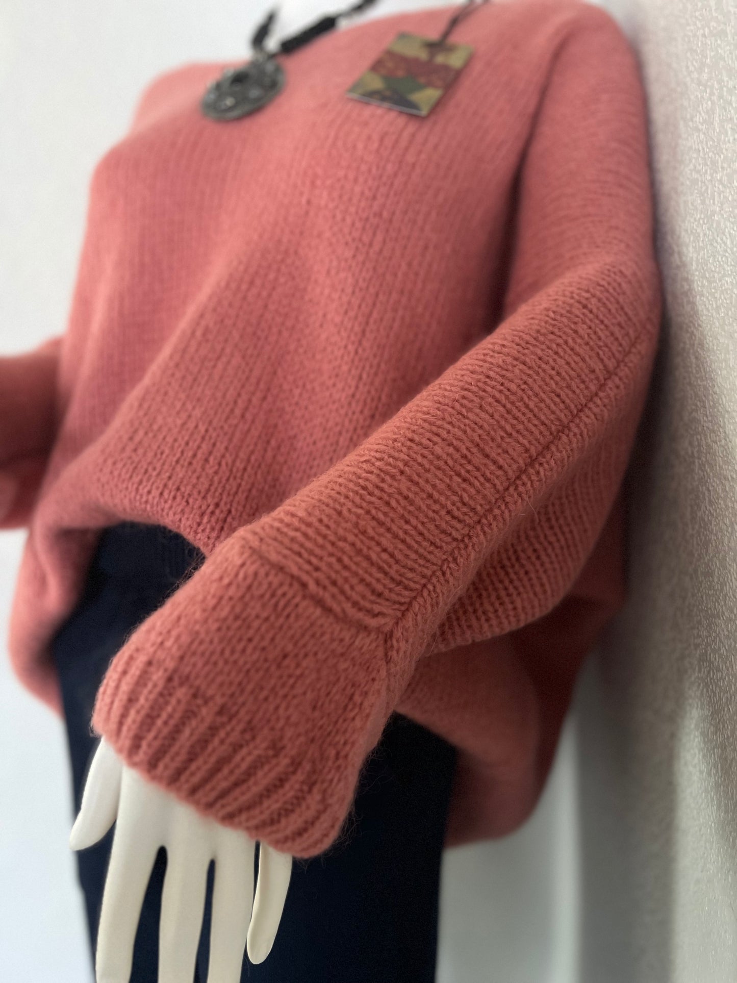 Oversized Mohair V-Neck Jumper - rose pink