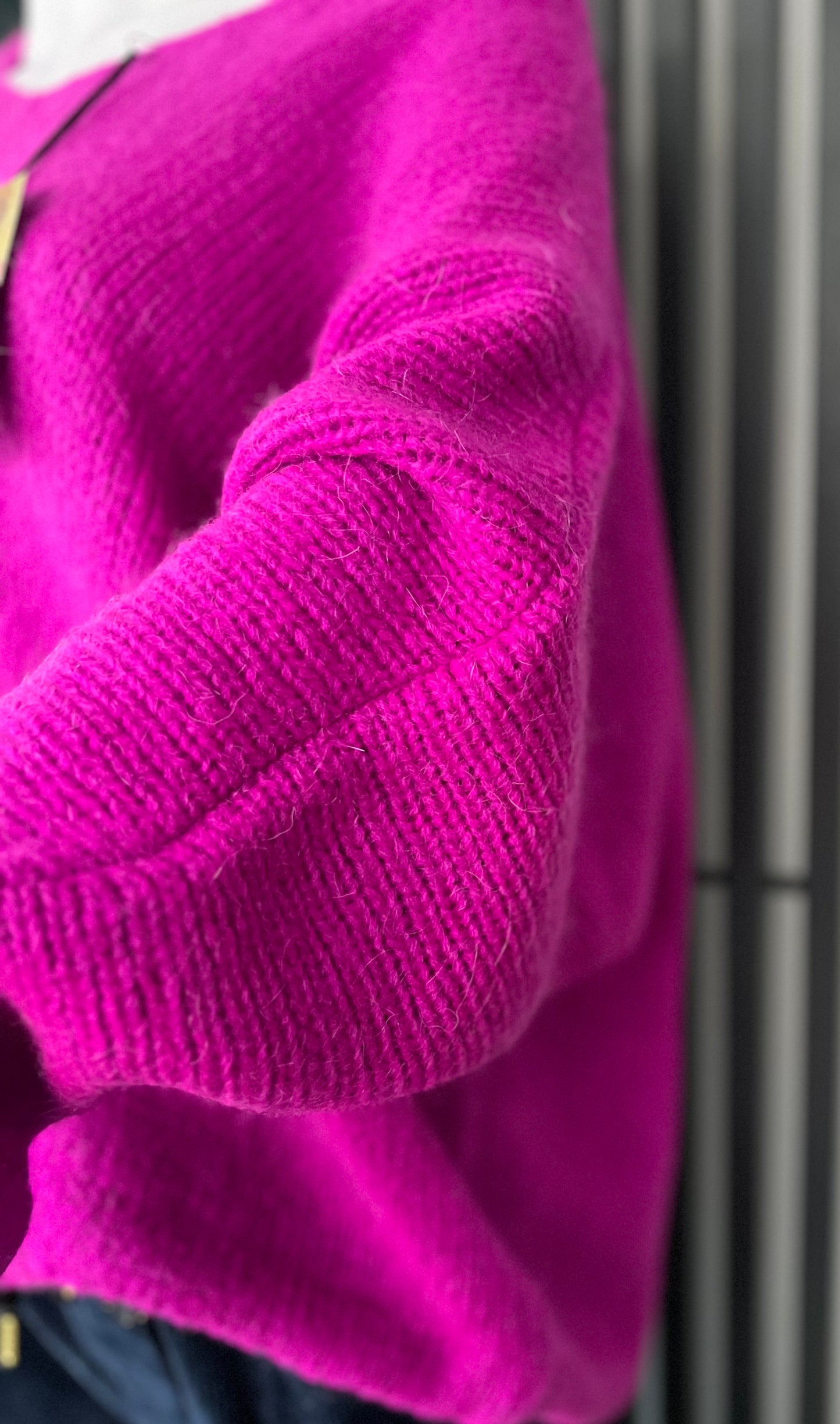 Oversized Mohair V-Neck Jumper - magenta