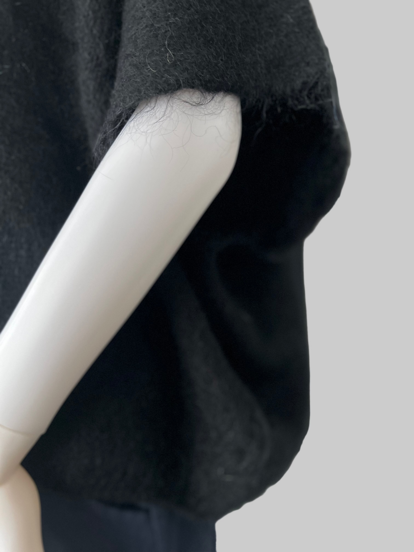 Black mohair v-neck sleeveless jumper