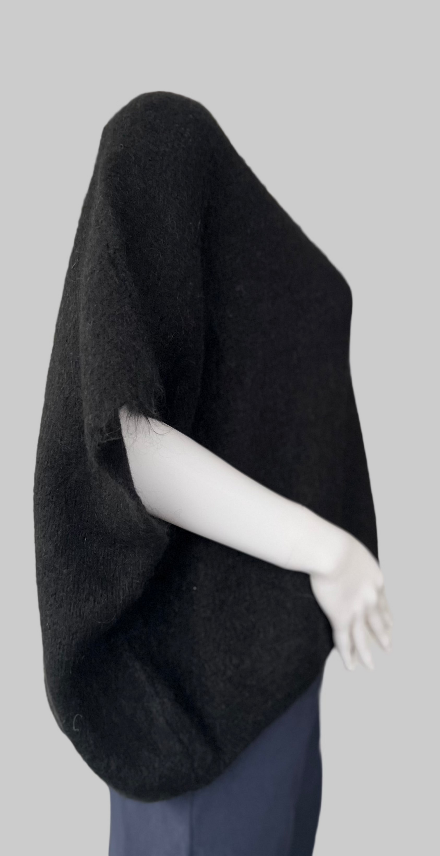 Black mohair v-neck sleeveless jumper