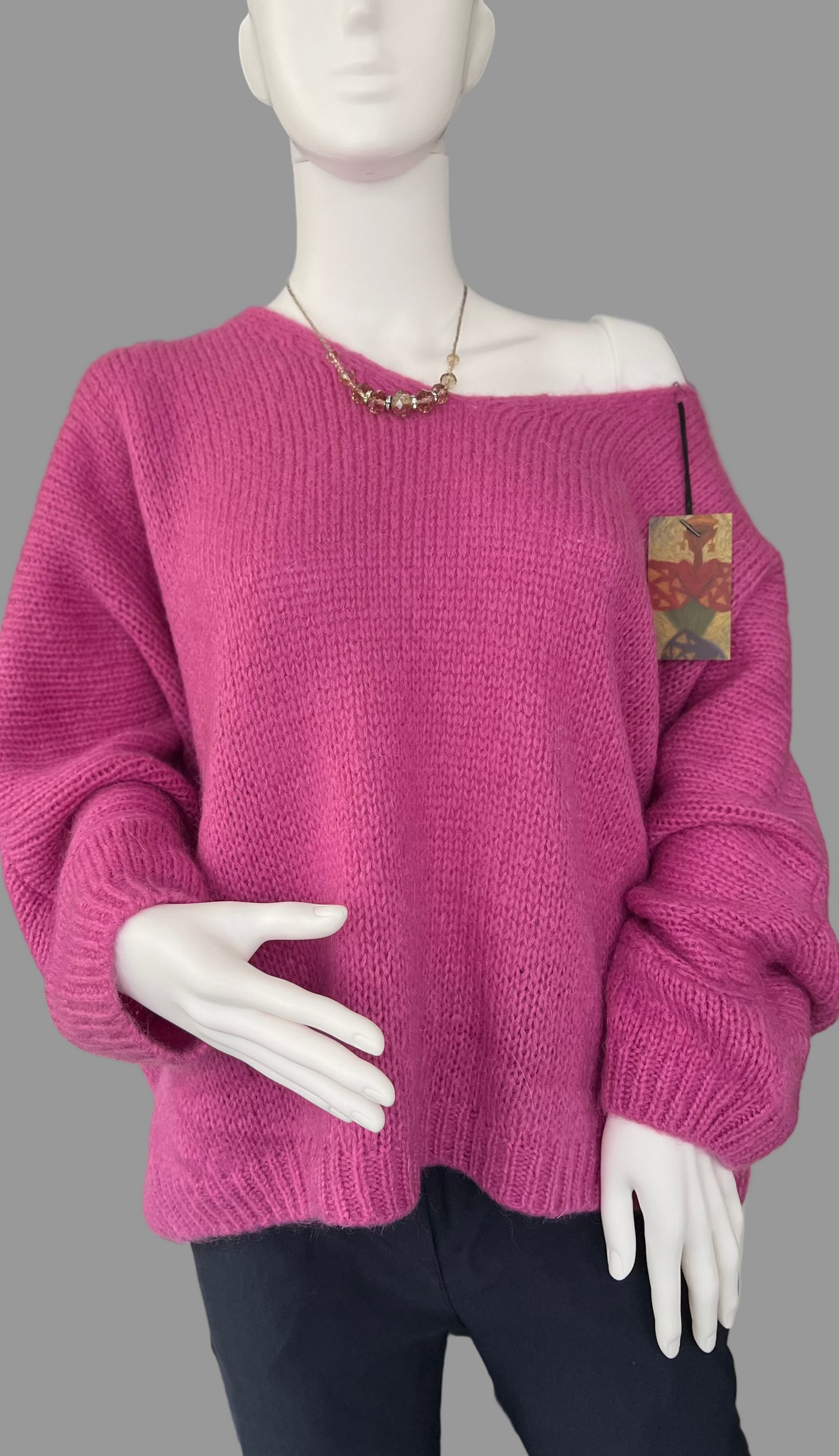 Oversized Mohair V-Neck Jumper - lilac