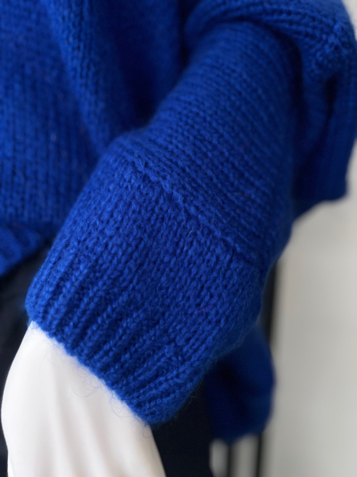 Oversized Mohair V-Neck Jumper - royal blue