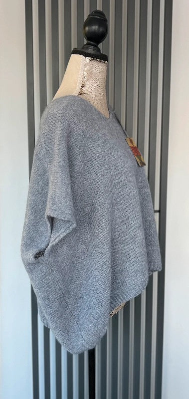 Grey mohair oversized sleeveless jumper