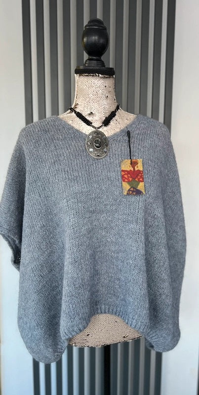 Grey mohair oversized sleeveless jumper