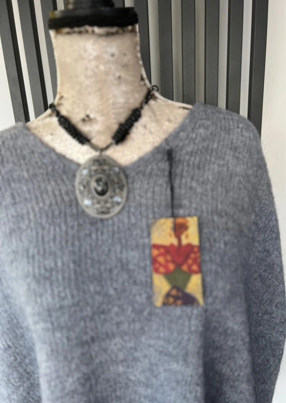 Grey mohair oversized sleeveless jumper